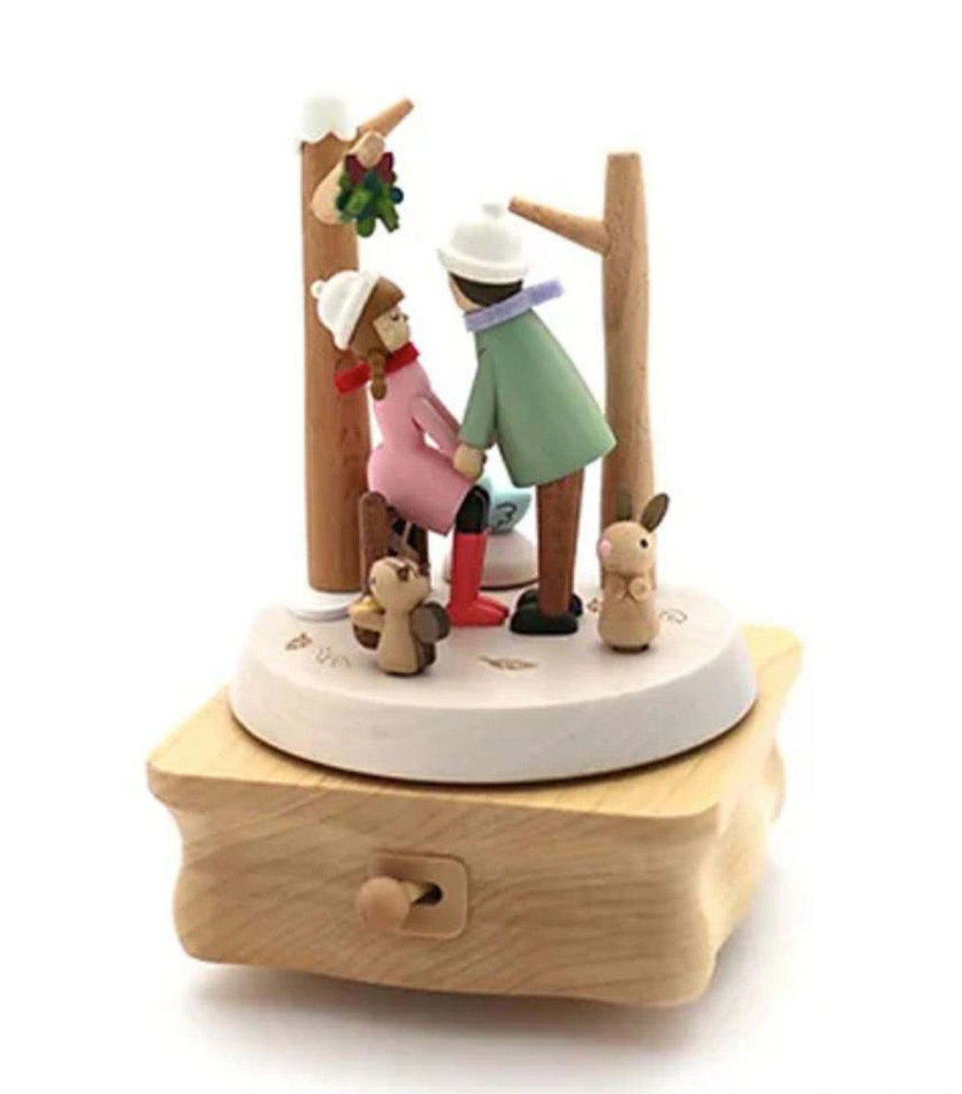 Kiss Under the Mistletoe Wooden Music Box