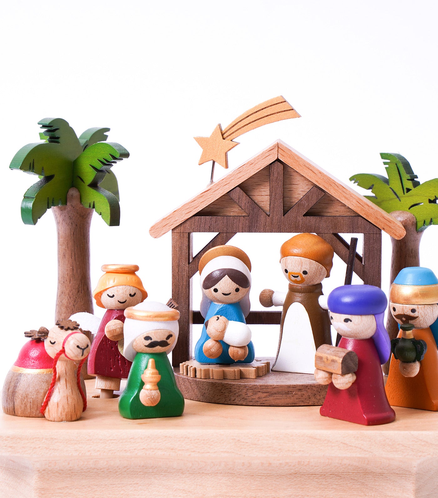Life Nativity Wooden Music Box