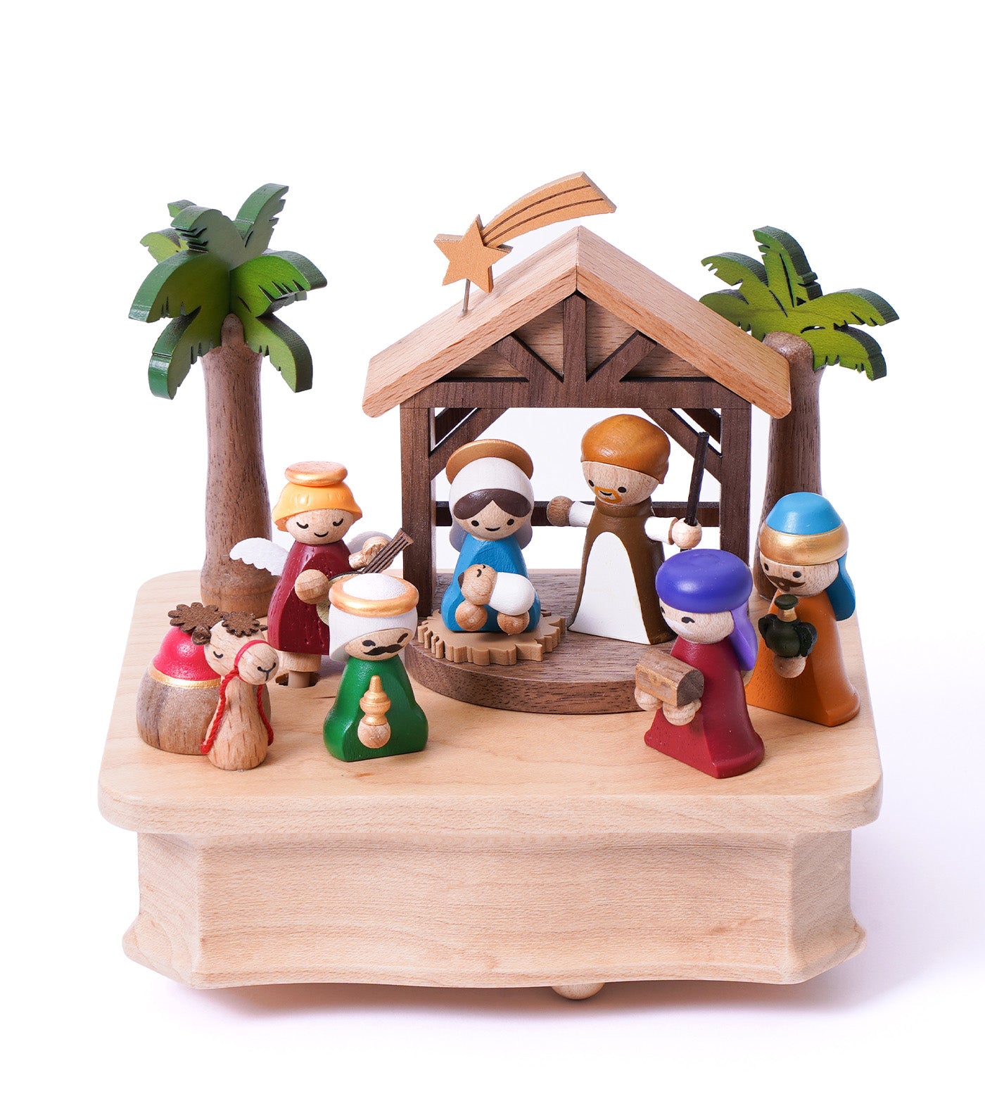 Life Nativity Wooden Music Box