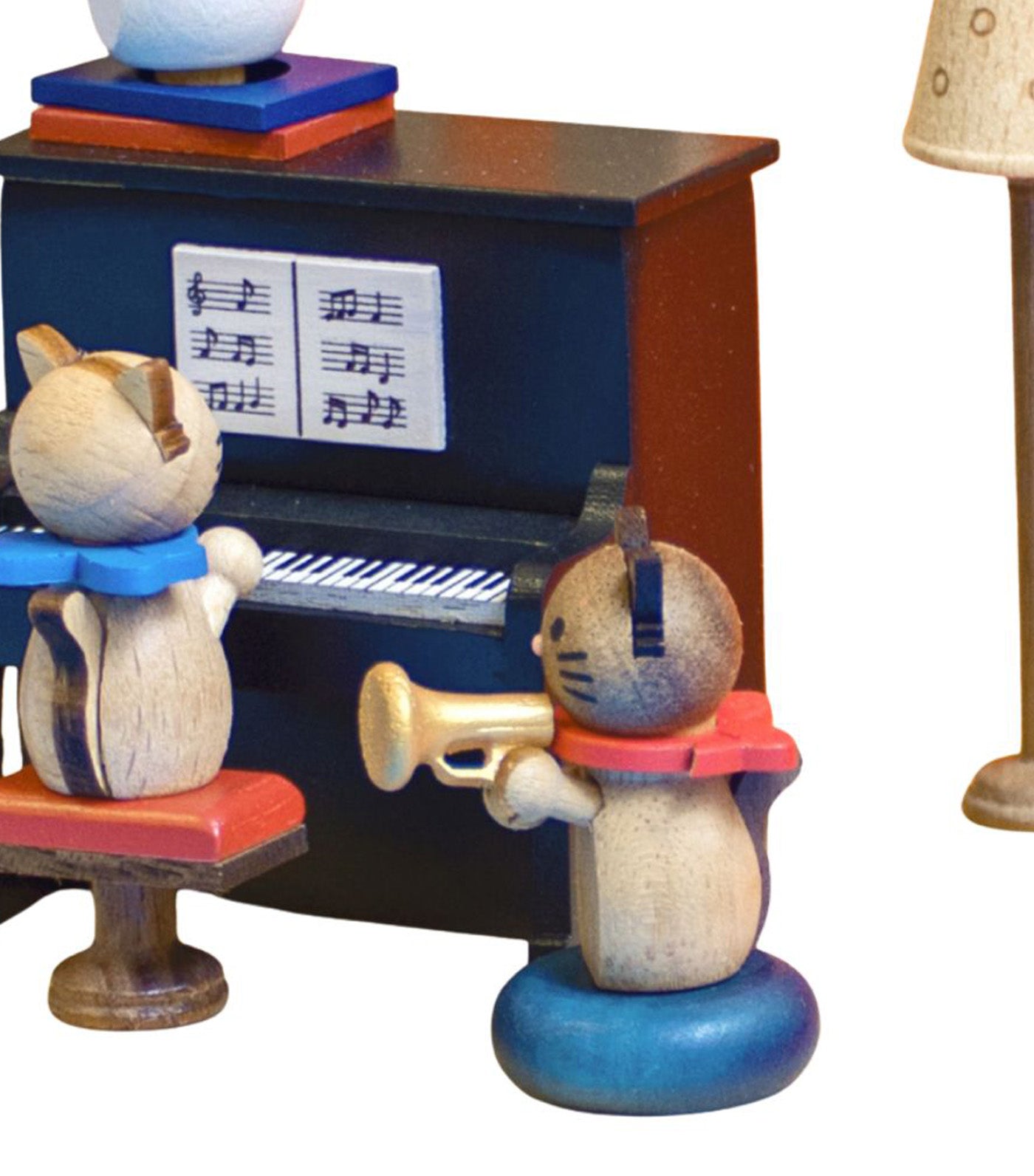 Cat Play Piano Wooden Music Box