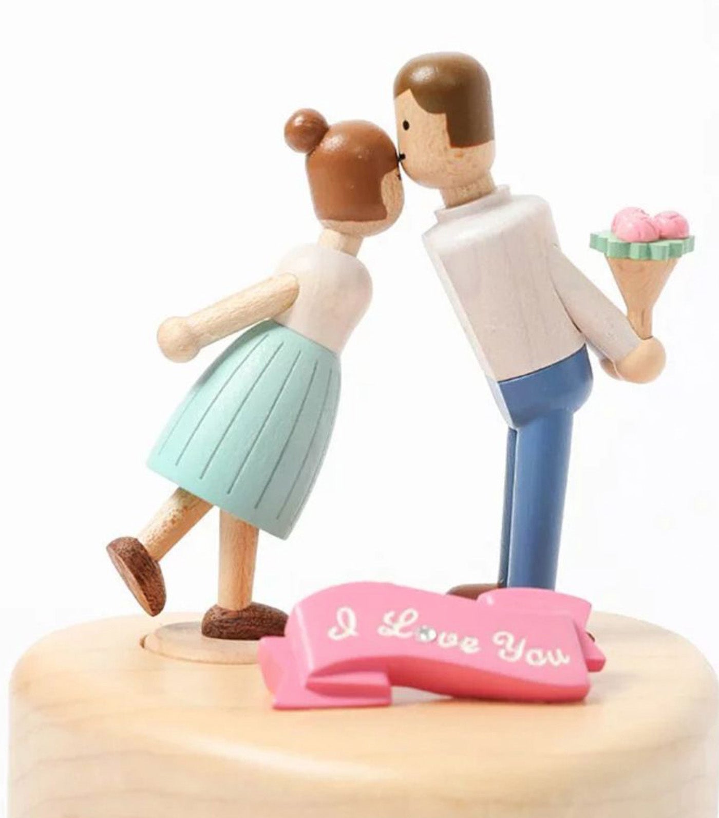 Couple Kiss Wooden Music Box