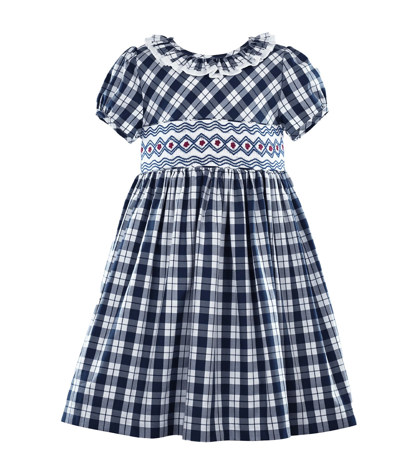 Nika Girls Smocked Dress Navy Blue