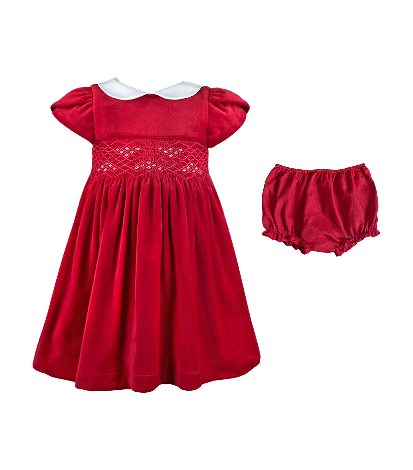 Narrah Baby Girls Smocked Dress Red