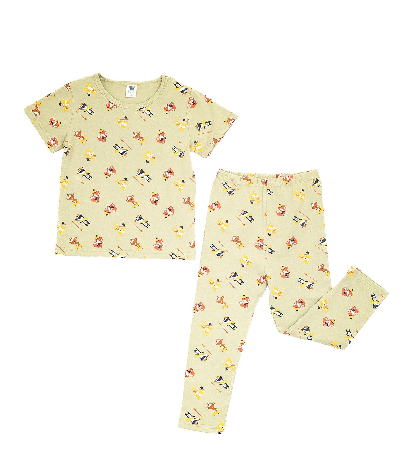 Boys Lounge Wear Collection Tee and Pants Olive Honey Badger Print