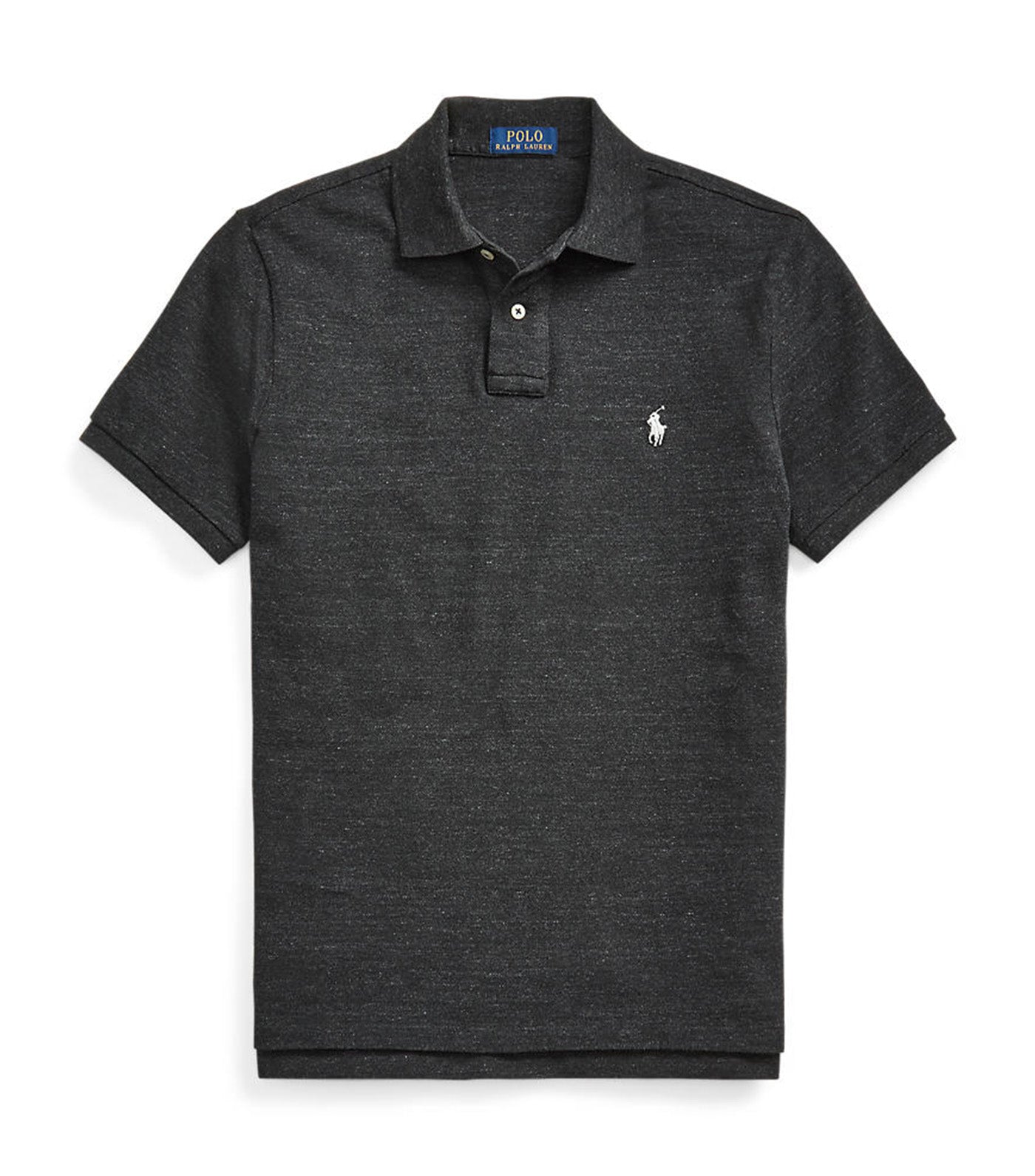 Men's Custom Slim Fit Mesh Polo Shirt Black Marl Heather