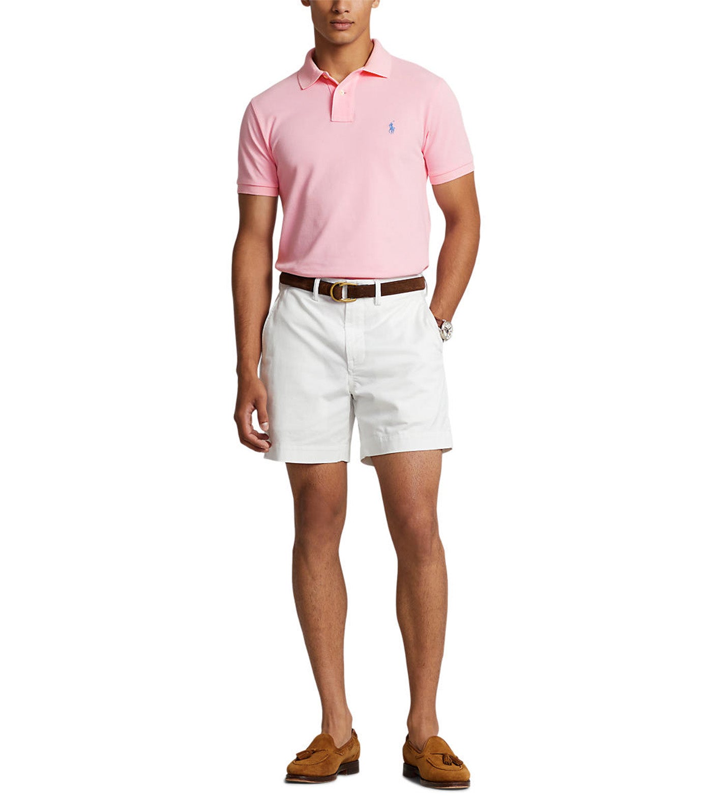 Men's Custom Slim Fit Mesh Polo Shirt Carmel Pink