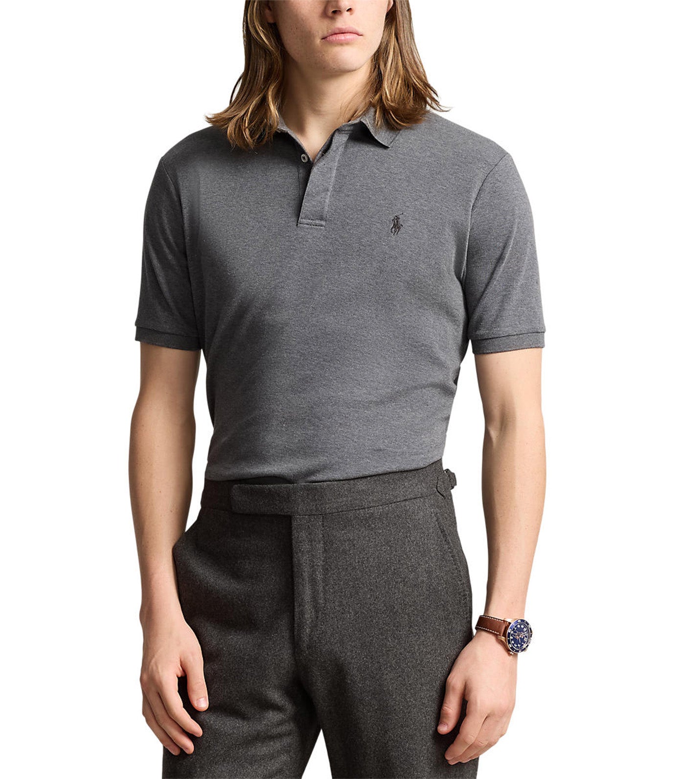 Men's Custom Slim Fit Soft Cotton Polo Shirt Barclay Heather