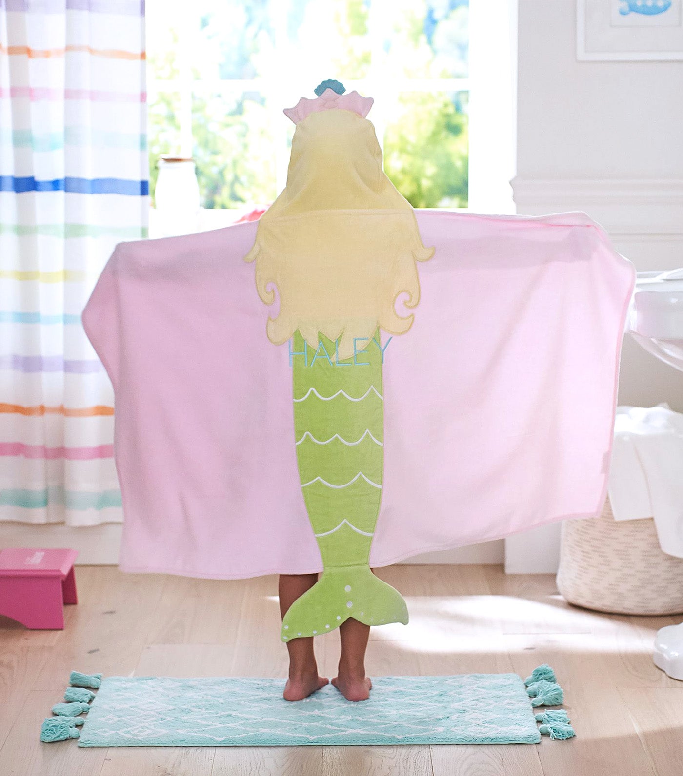 Mermaid Kid Hooded Towel Pink
