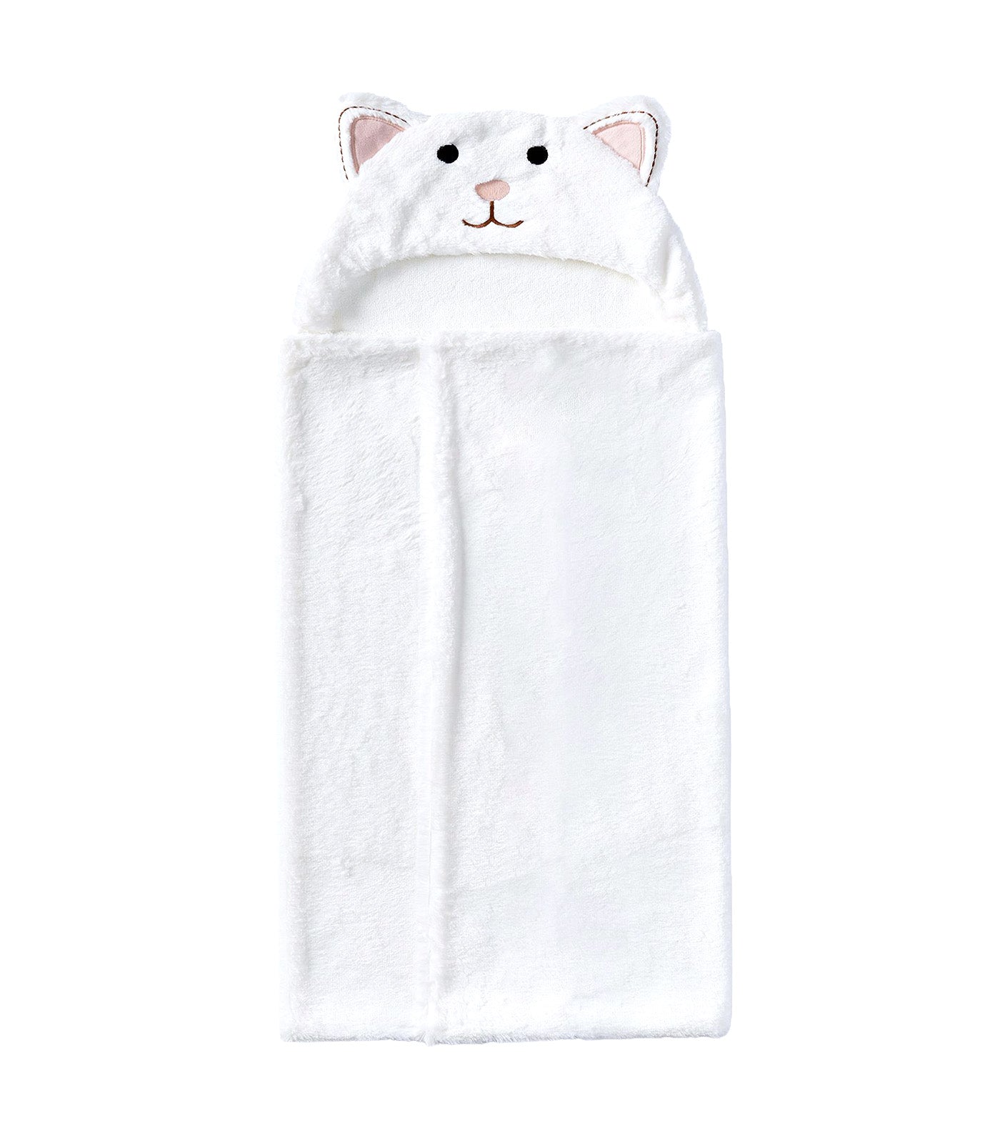 Faux-Fur Kitty Baby Hooded Towel White