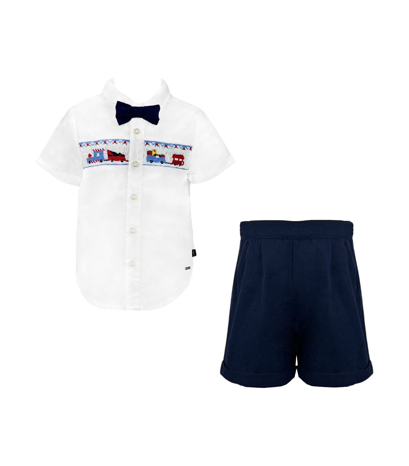 Nigel Boys Polo and Shorts Set with Bowtie White