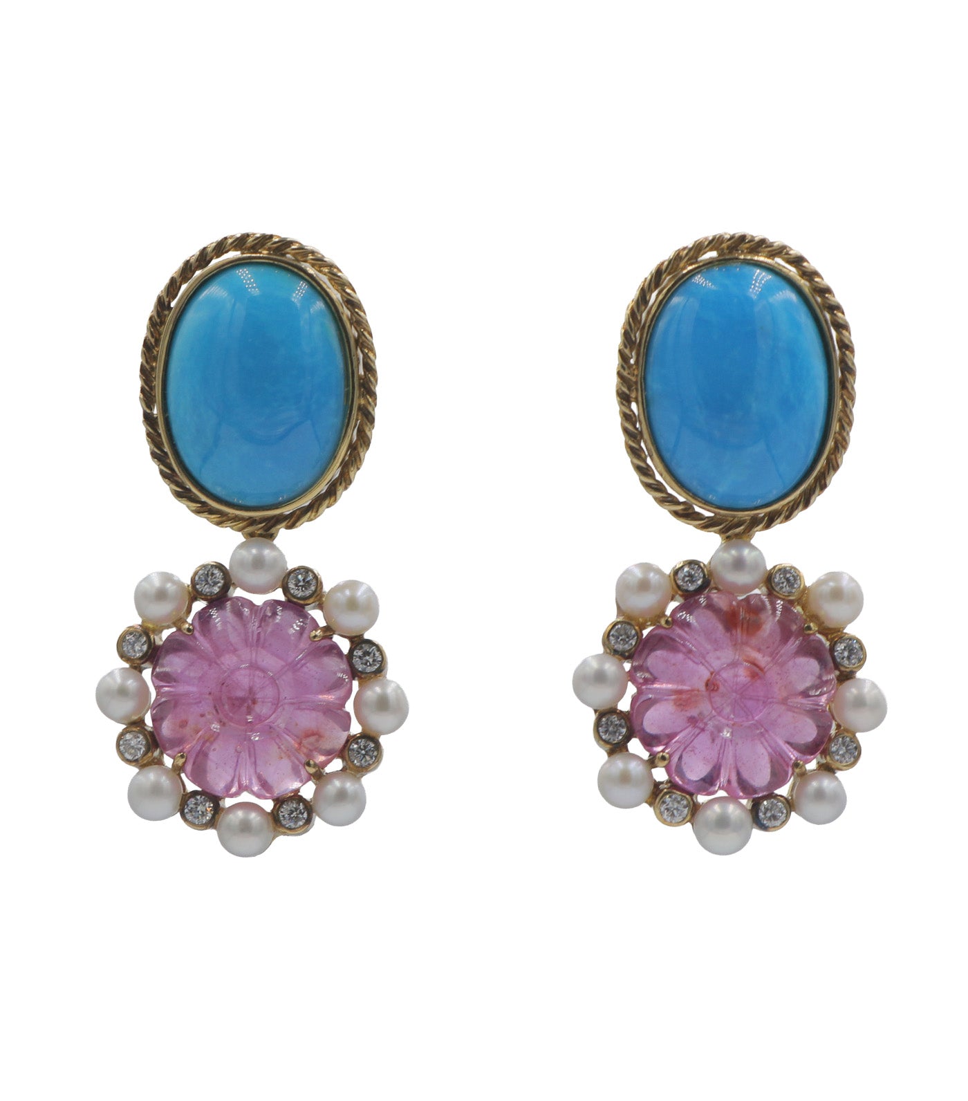 Tourmaline Earrings Pink and Turquoise