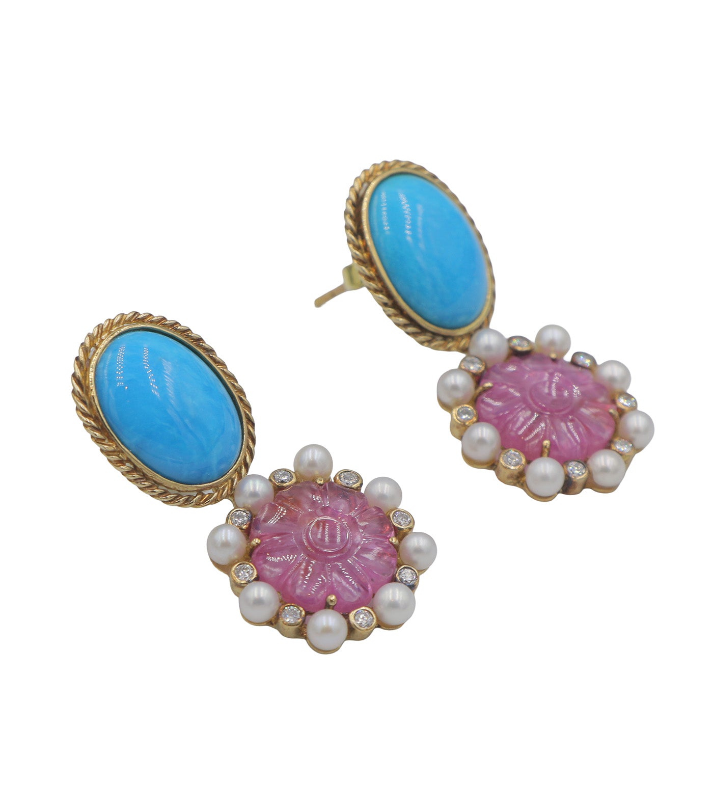 Tourmaline Earrings Pink and Turquoise