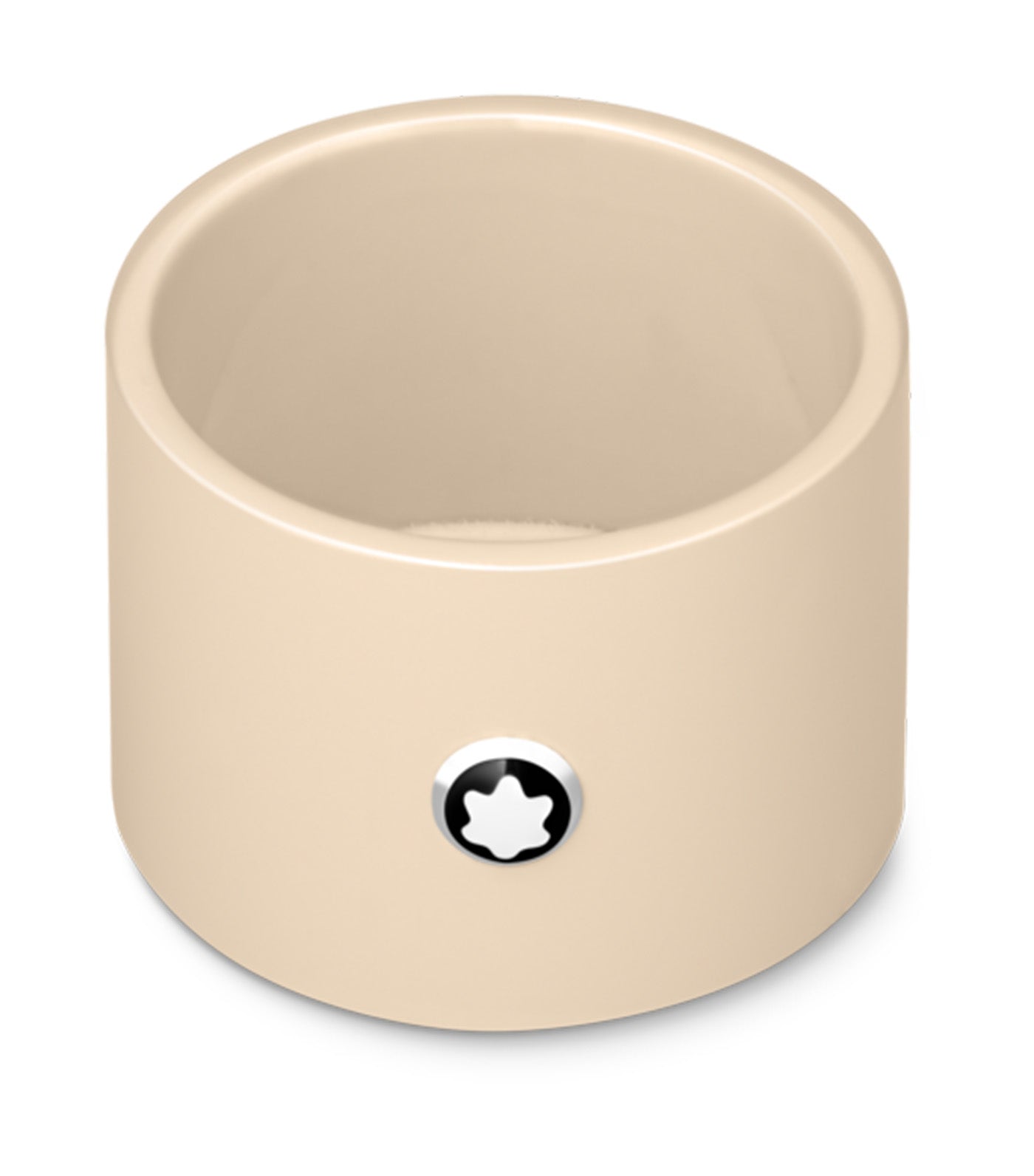 Round Desk Tray in Ivory Colored Lacquer Wood