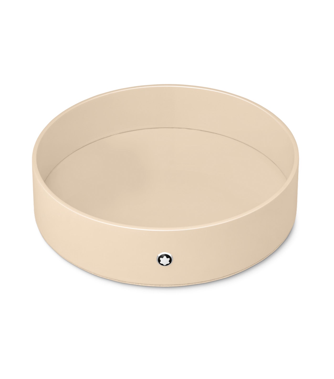 Round Desk Tray in Ivory Colored Lacquer Wood