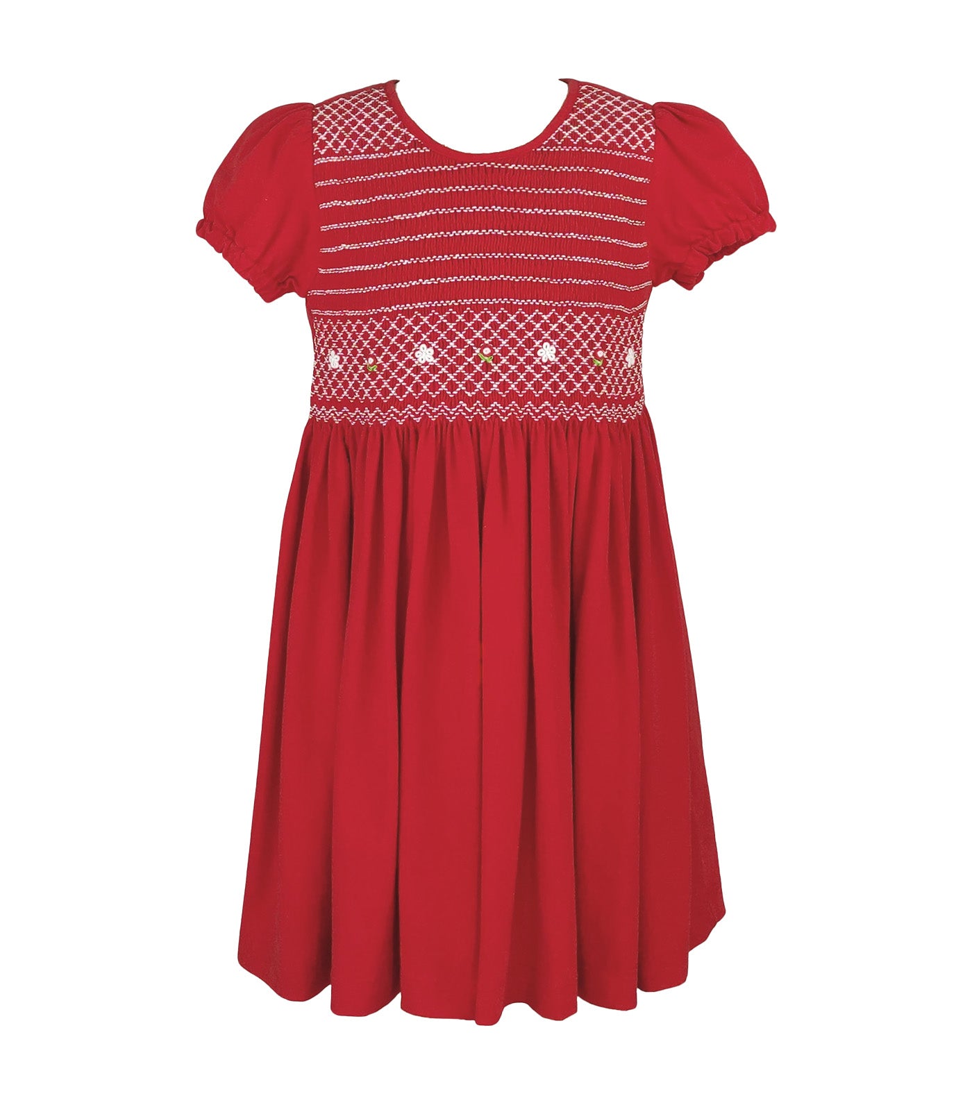 Amandine Girls Smocked Dress Red