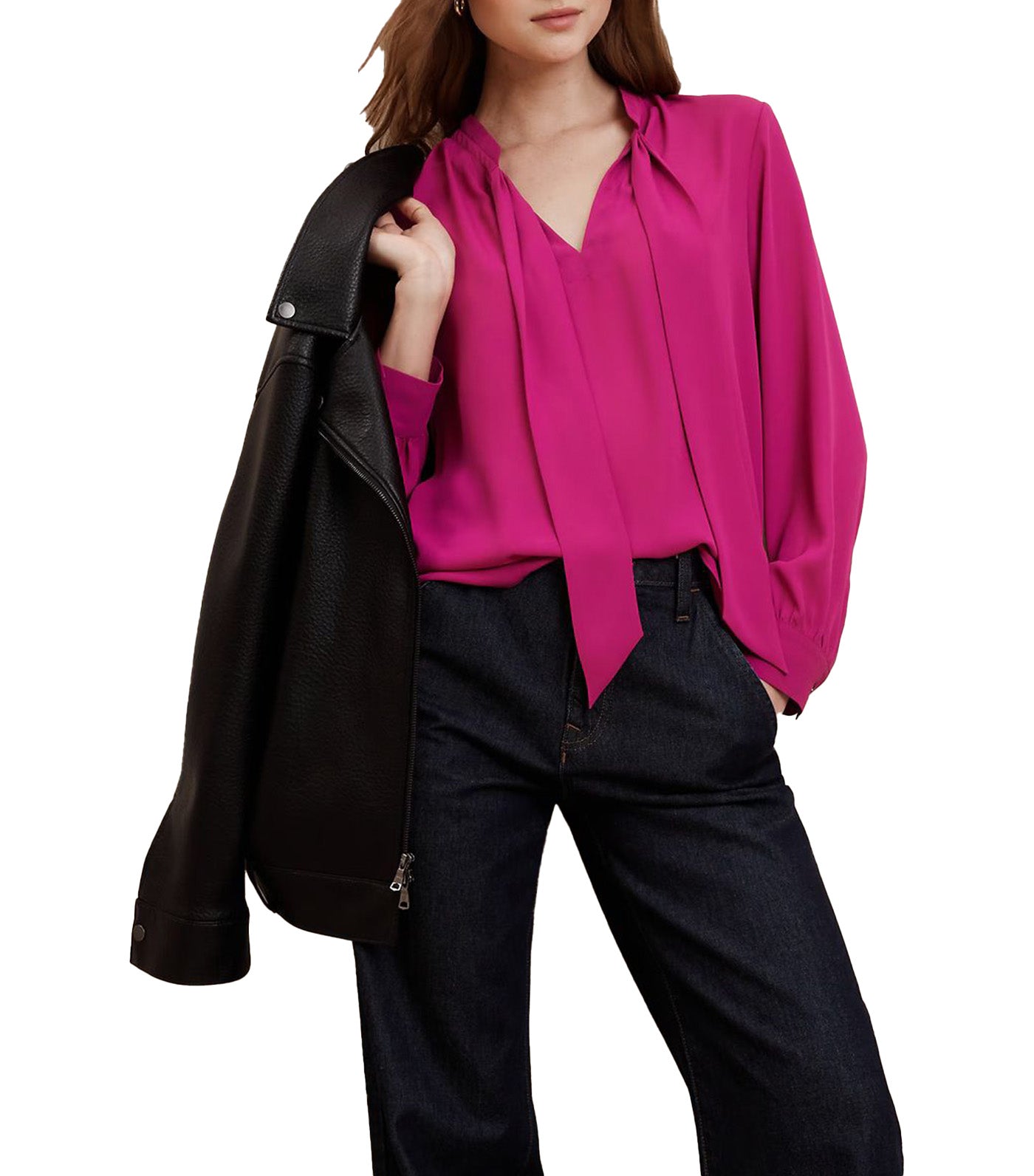Tie-Front Blouse Elegant Berry