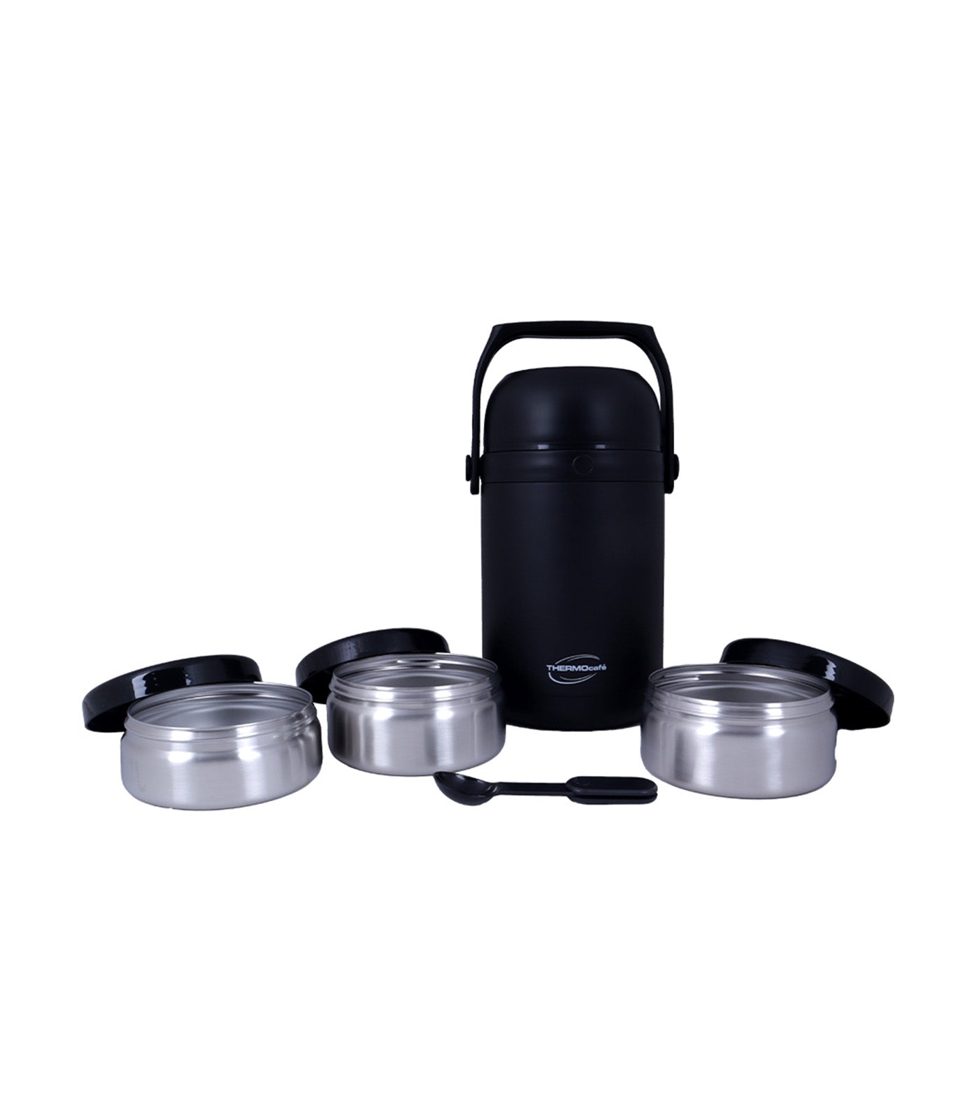 Lunch Box Stainless Steel Jar 1.8 with 3 Layered Containers Black