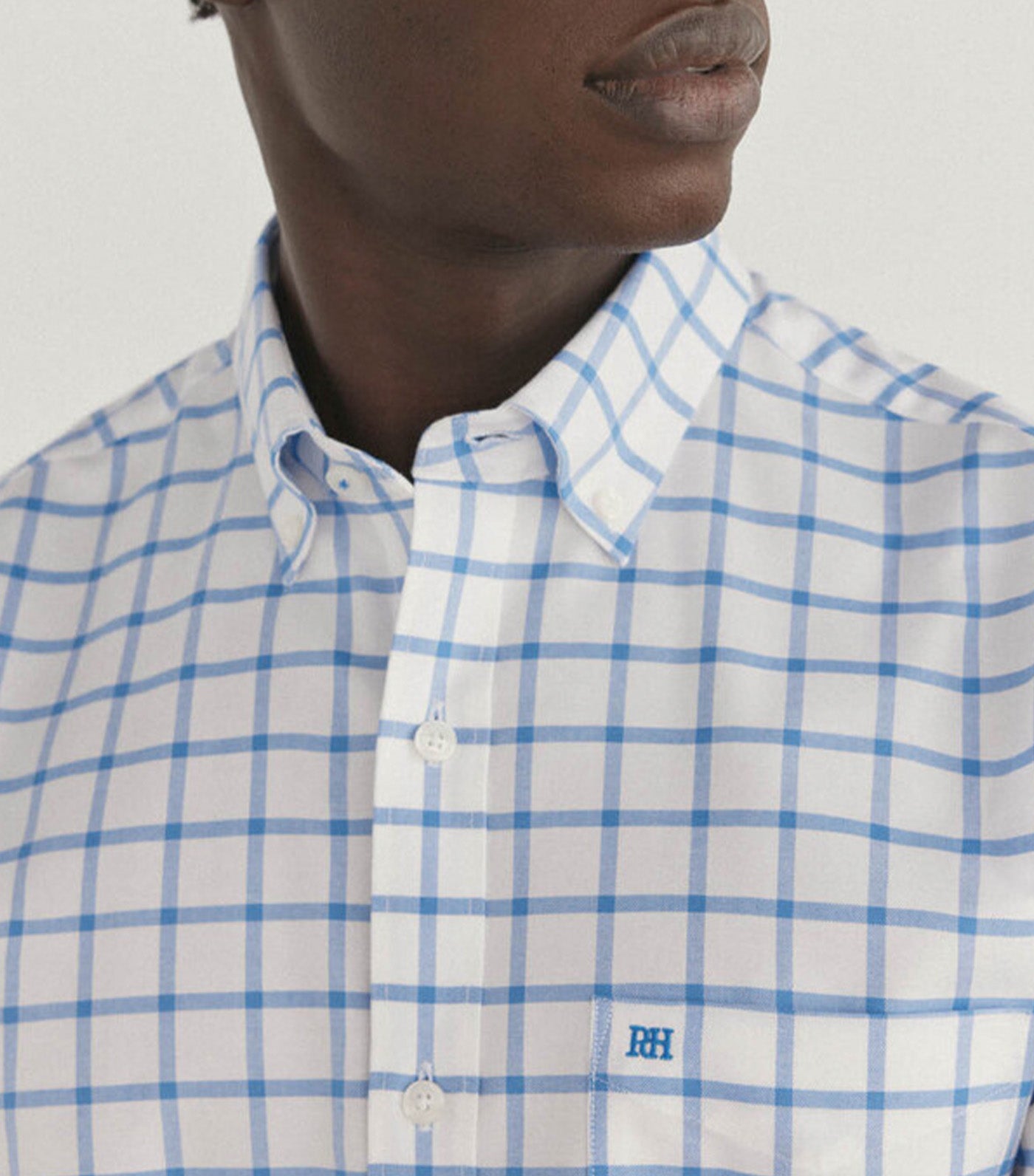 Non-Iron Oxford Checked Shirt Blue