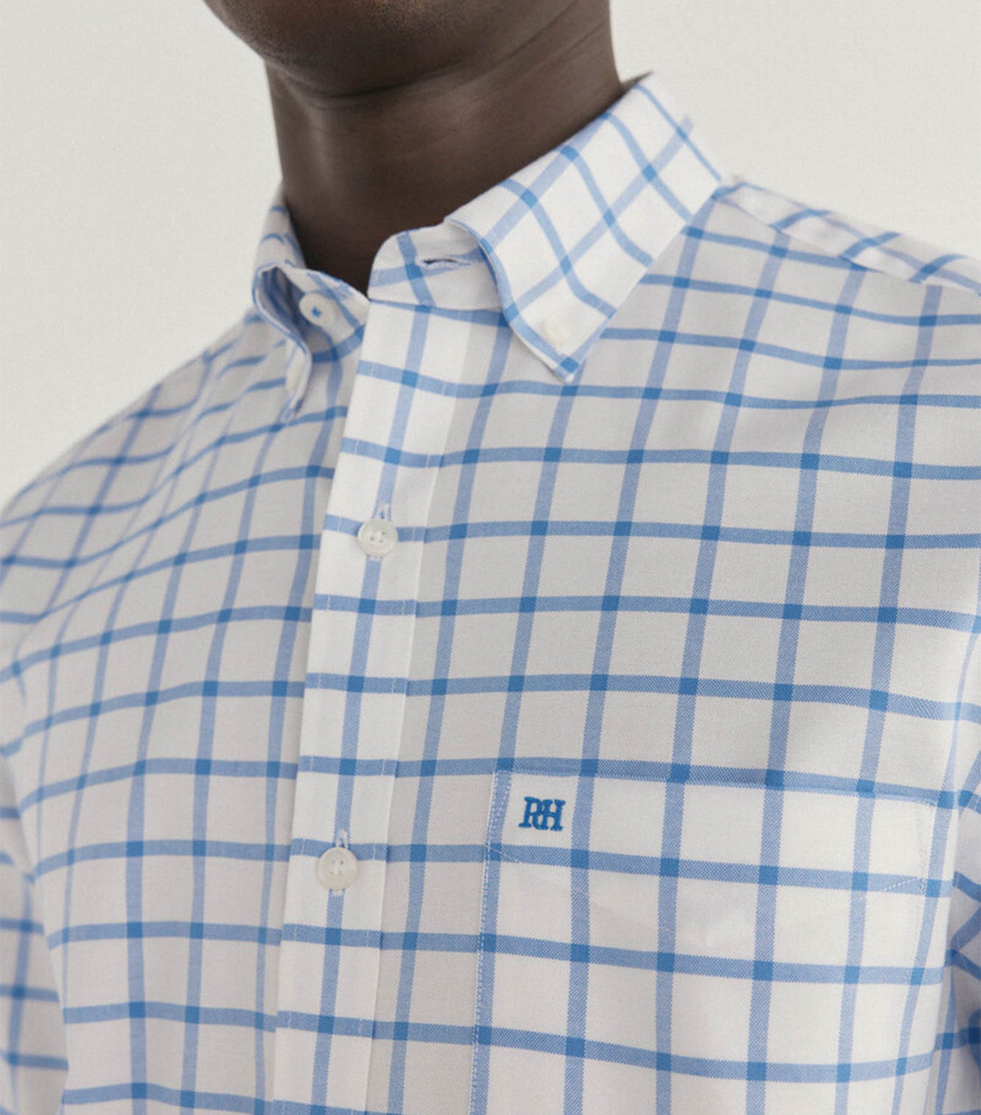 Non-Iron Oxford Checked Shirt Blue