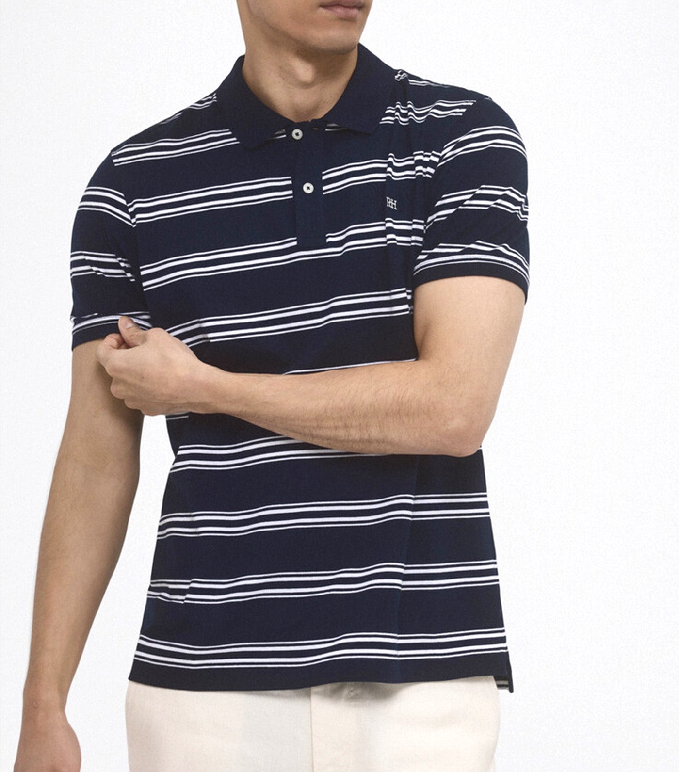 Striped Polo Shirt Navy