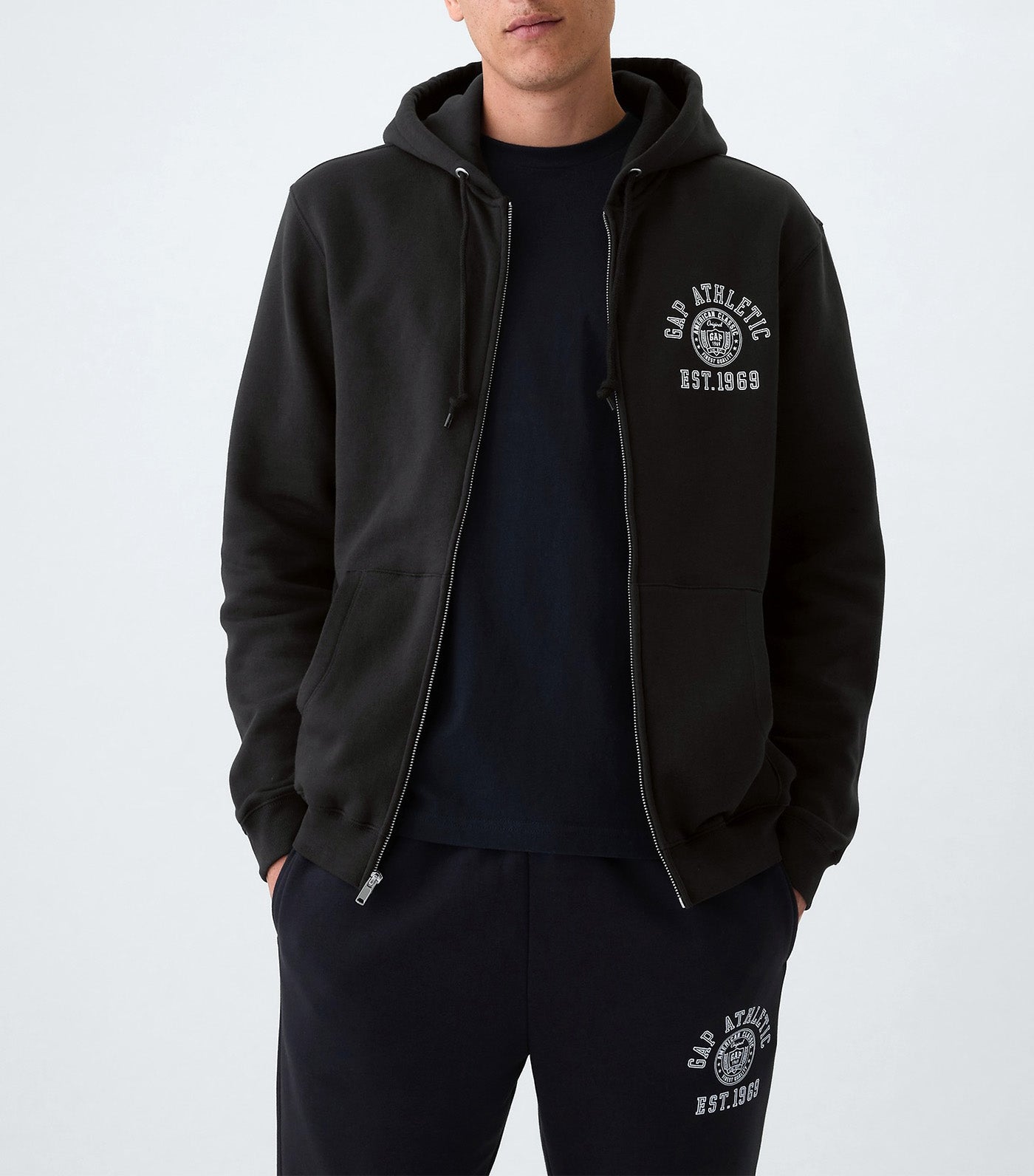 Vintage Soft Athletic Logo Zip Hoodie Moonless Night