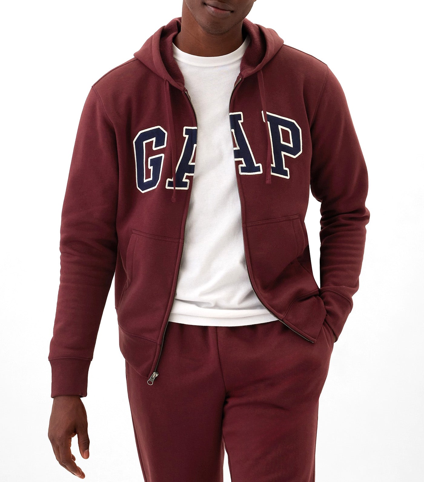 Logo Zip Hoodie New Noir Red