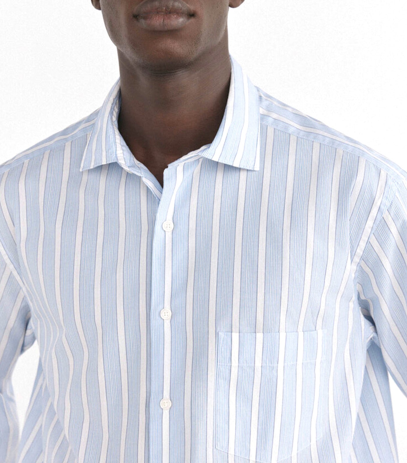Striped Poplin Shirt Blue