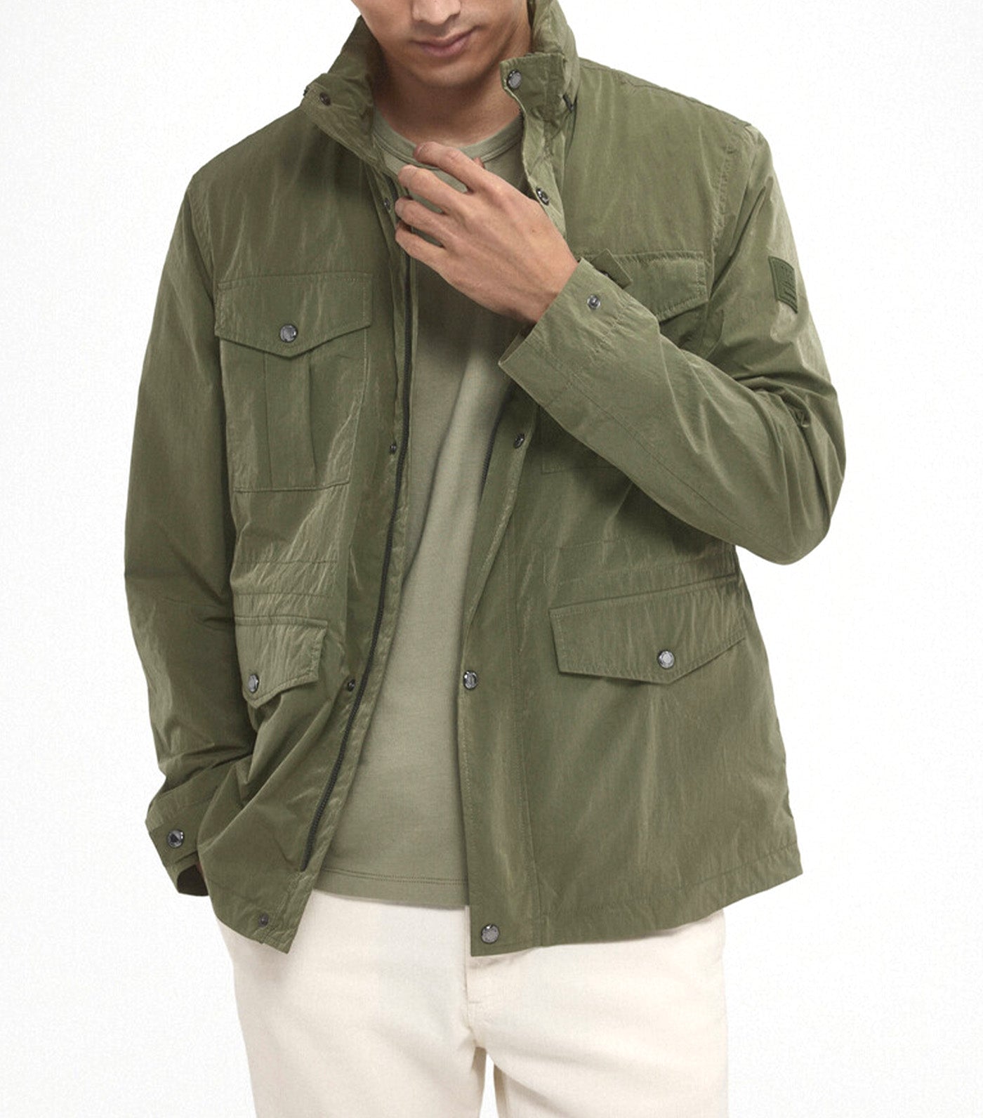 Technical Jacket with Four Pockets Green