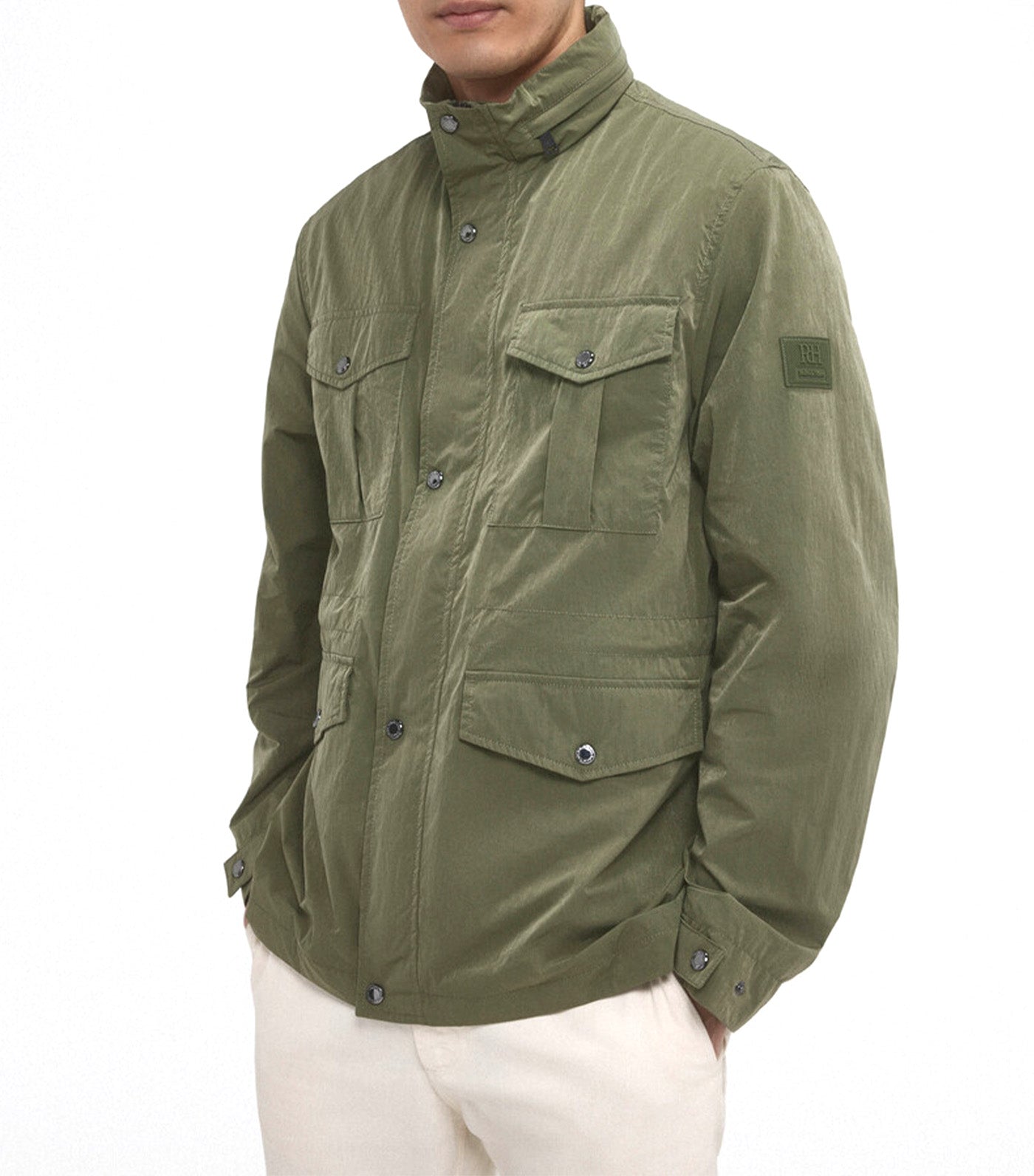 Technical Jacket with Four Pockets Green
