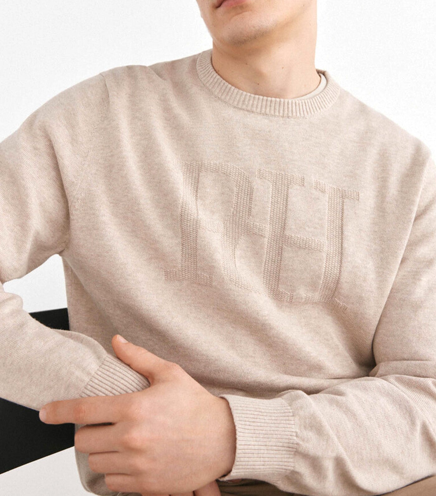 Crew Neck Jersey Sweater Beige
