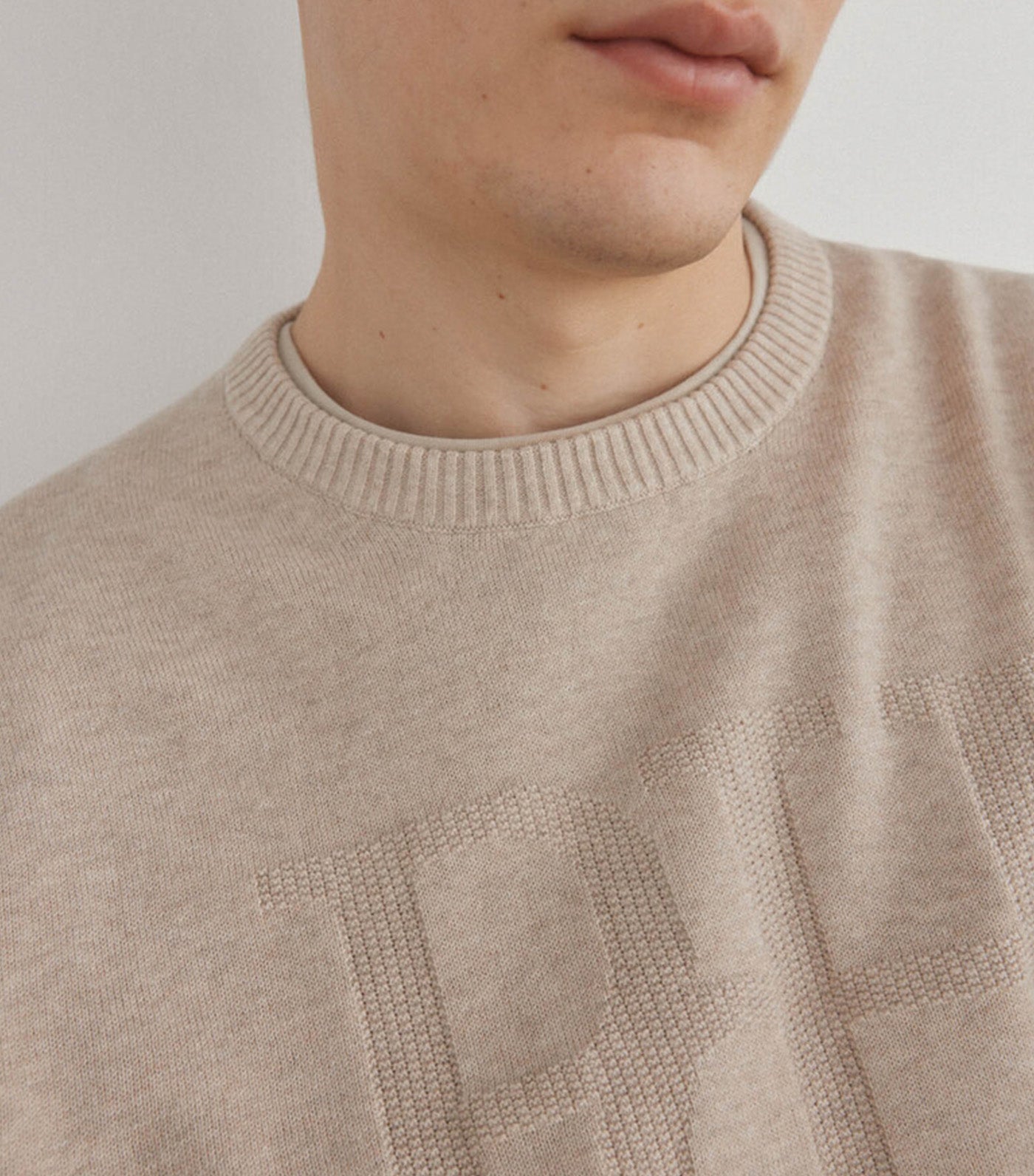 Crew Neck Jersey Sweater Beige