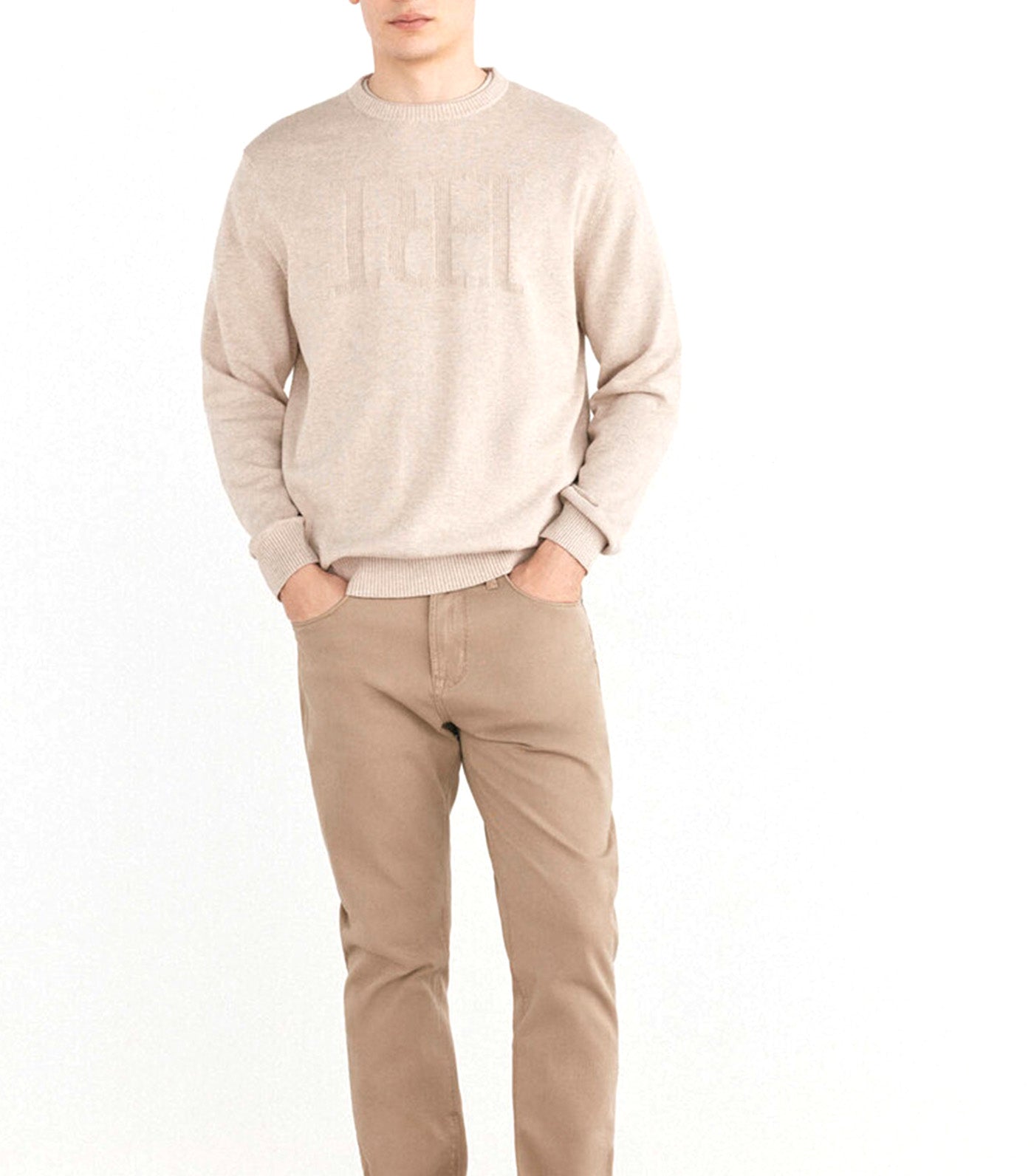 Crew Neck Jersey Sweater Beige
