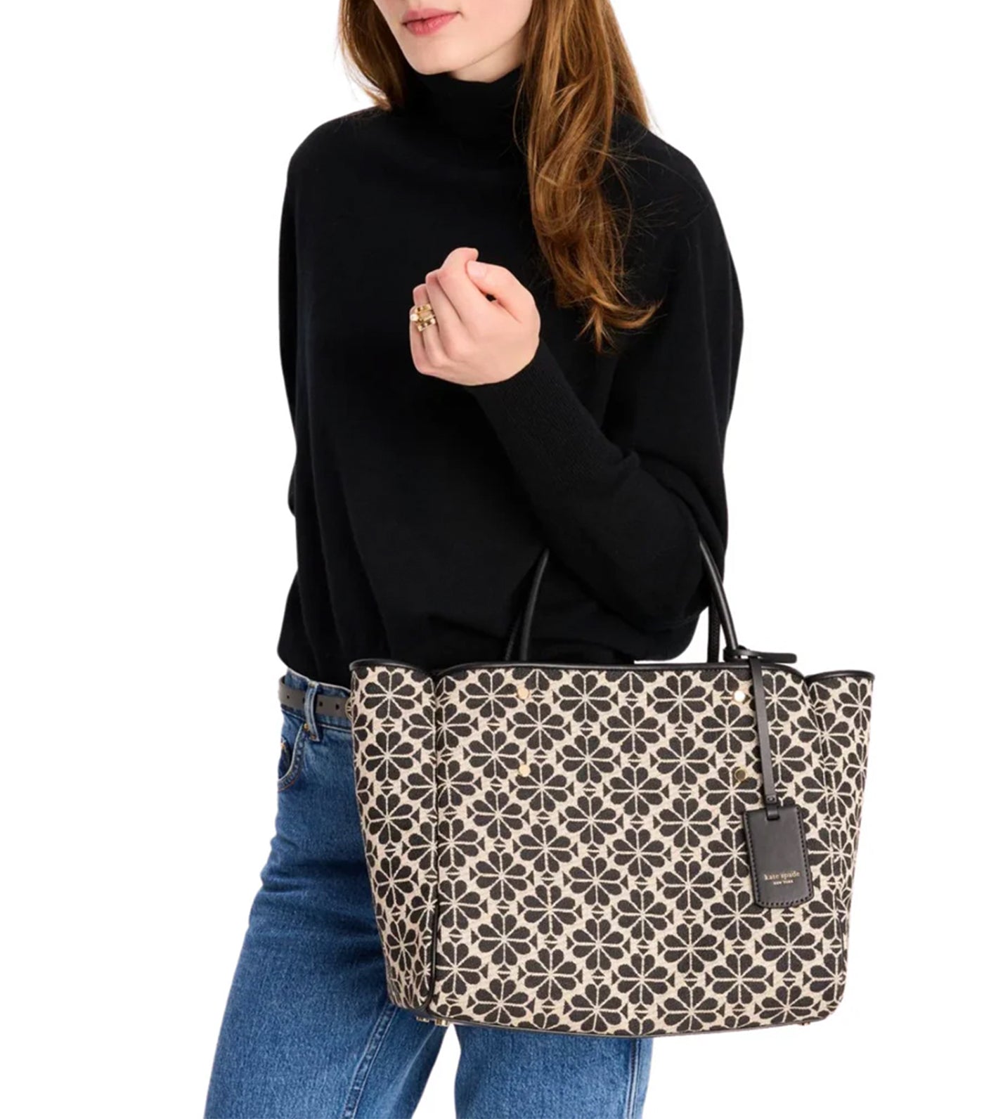 Spade Flower Jacquard Medium Everything Tote Sand Multi