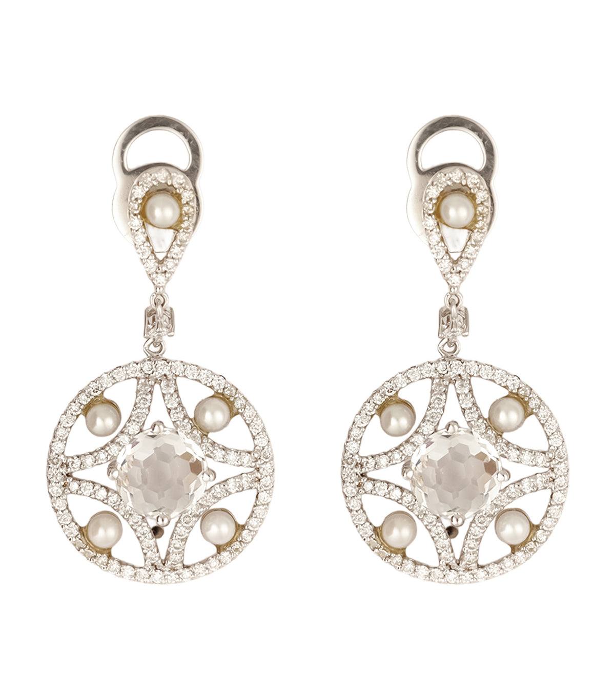 Topaz and Akoya Pearl Danglers White