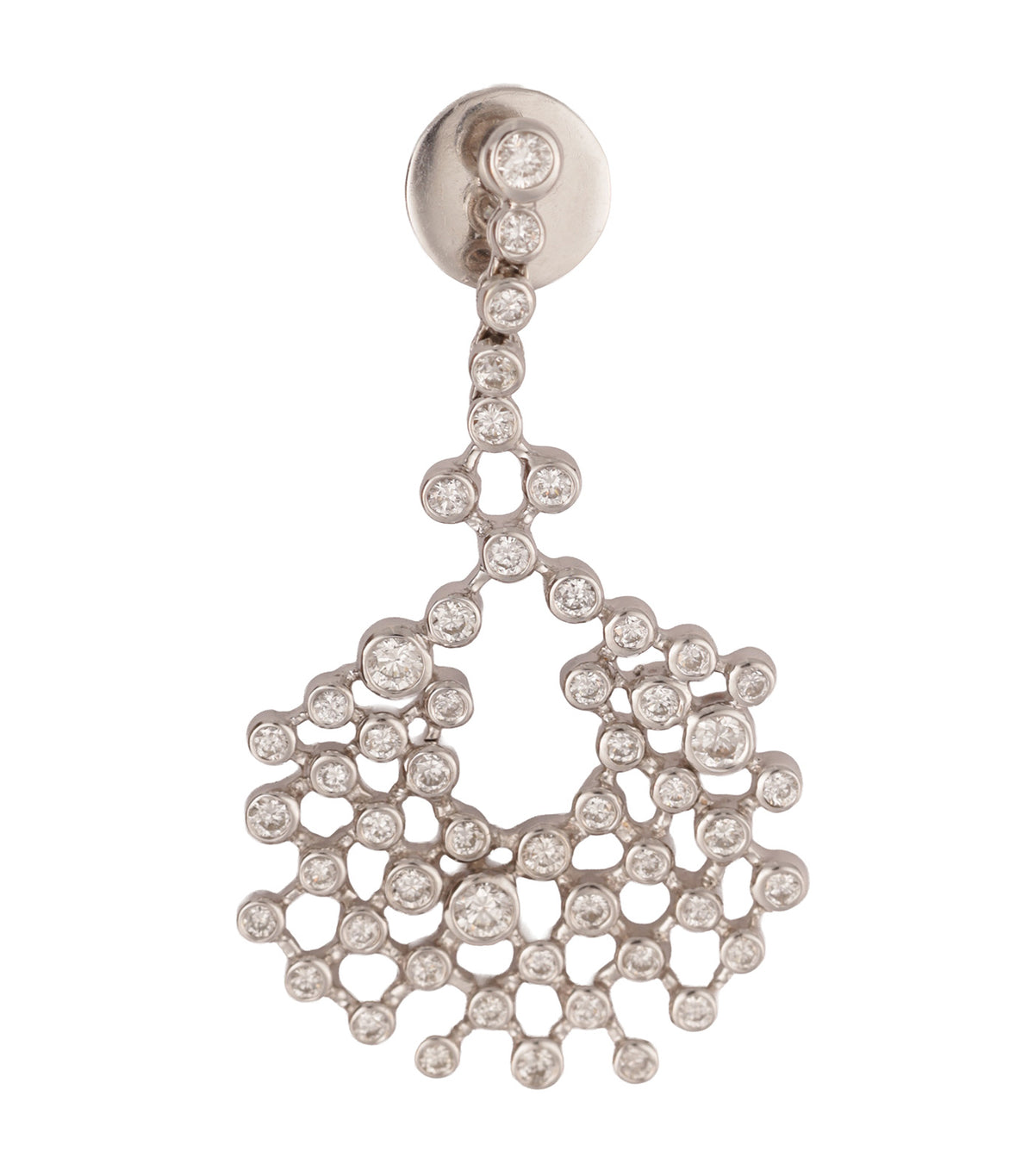 Diamond Bezel Lace Drop Earrings White Gold