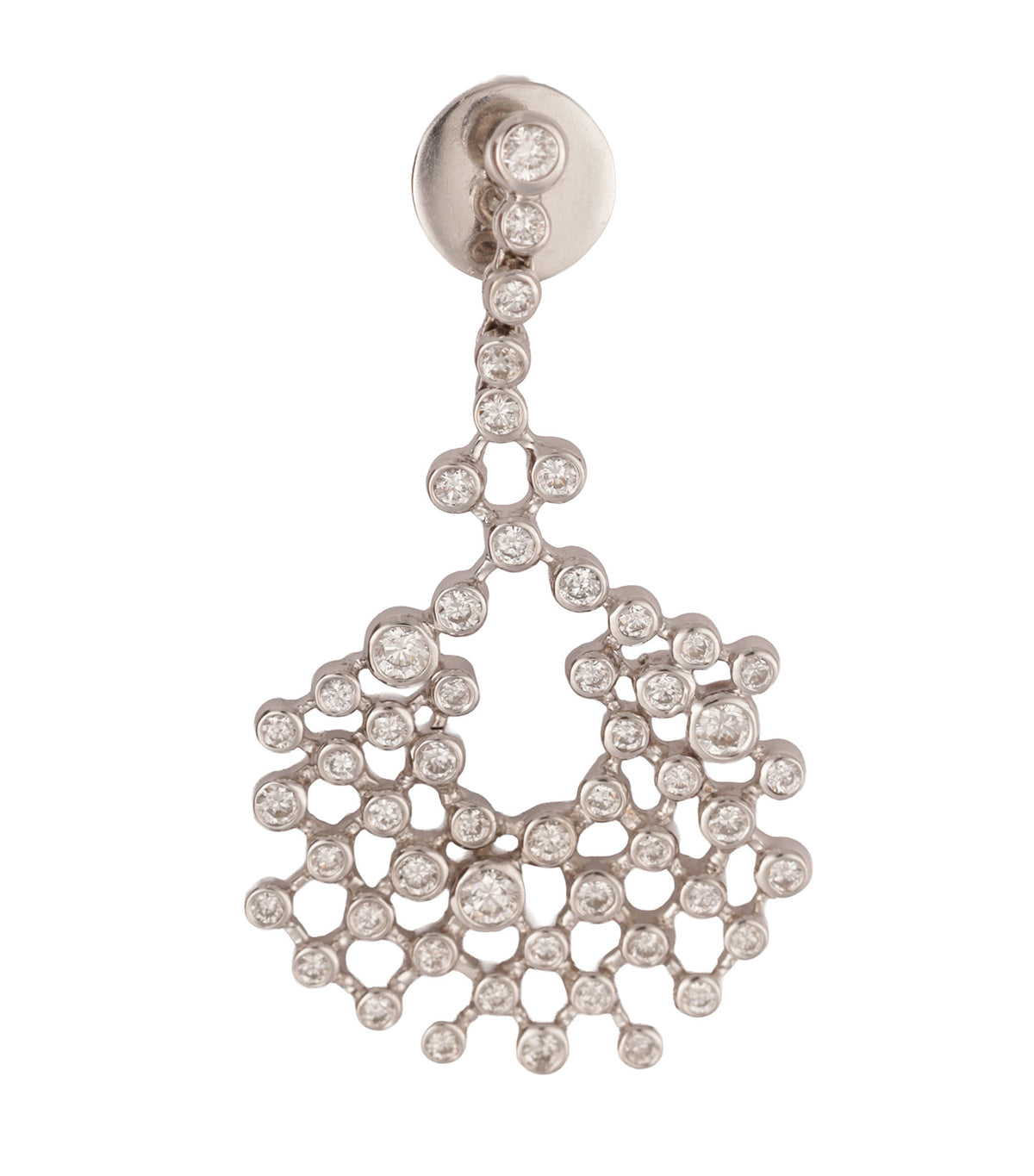 Diamond Bezel Lace Drop Earrings White Gold