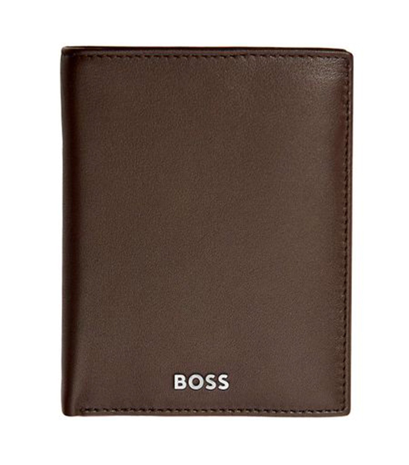 Card Holder with Flap and Money Pocket Classic Smooth Brown