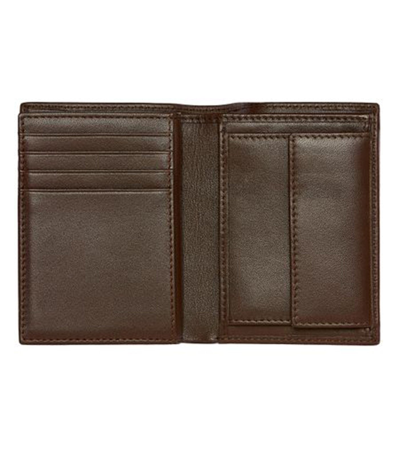 Card Holder with Flap and Money Pocket Classic Smooth Brown