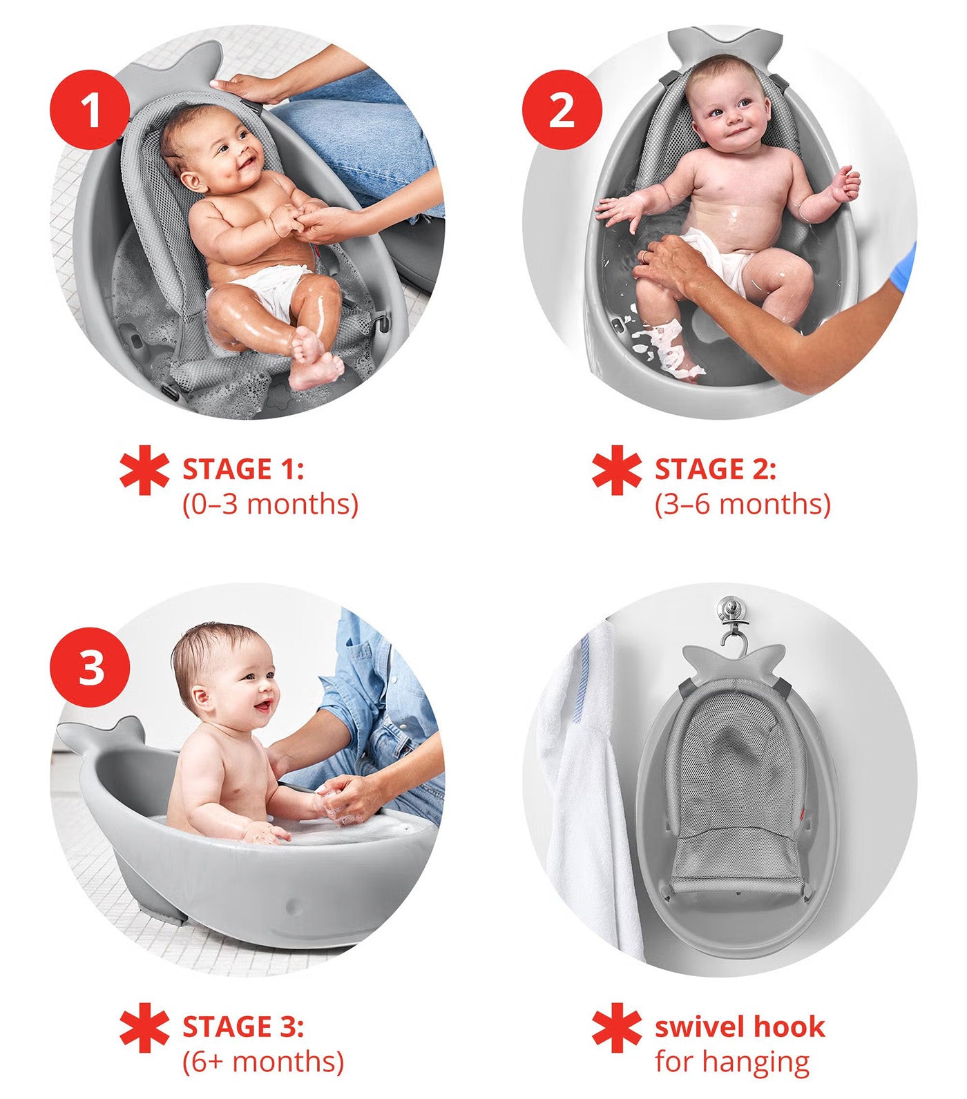 Moby Smart Sling 3-Stage Tub Gray