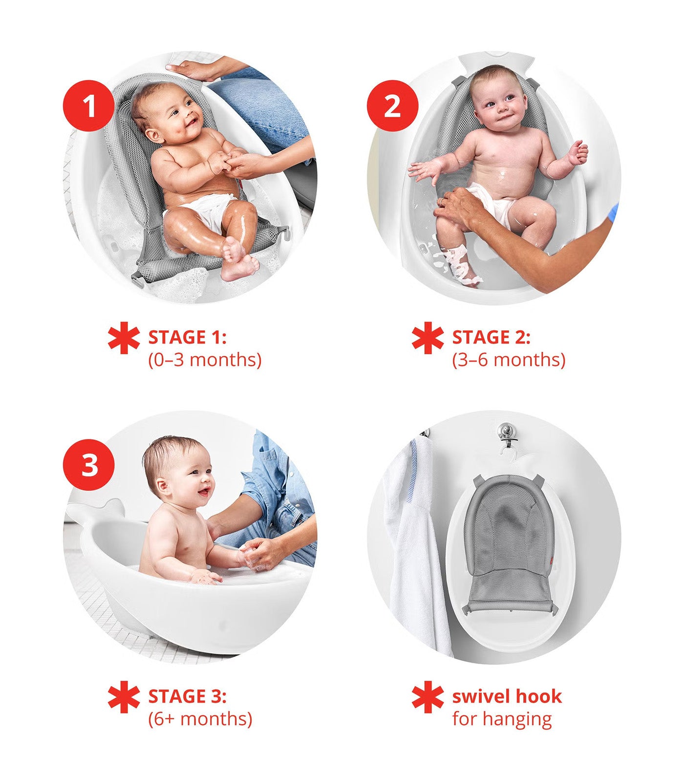 Moby Smart Sling 3-Stage Tub White