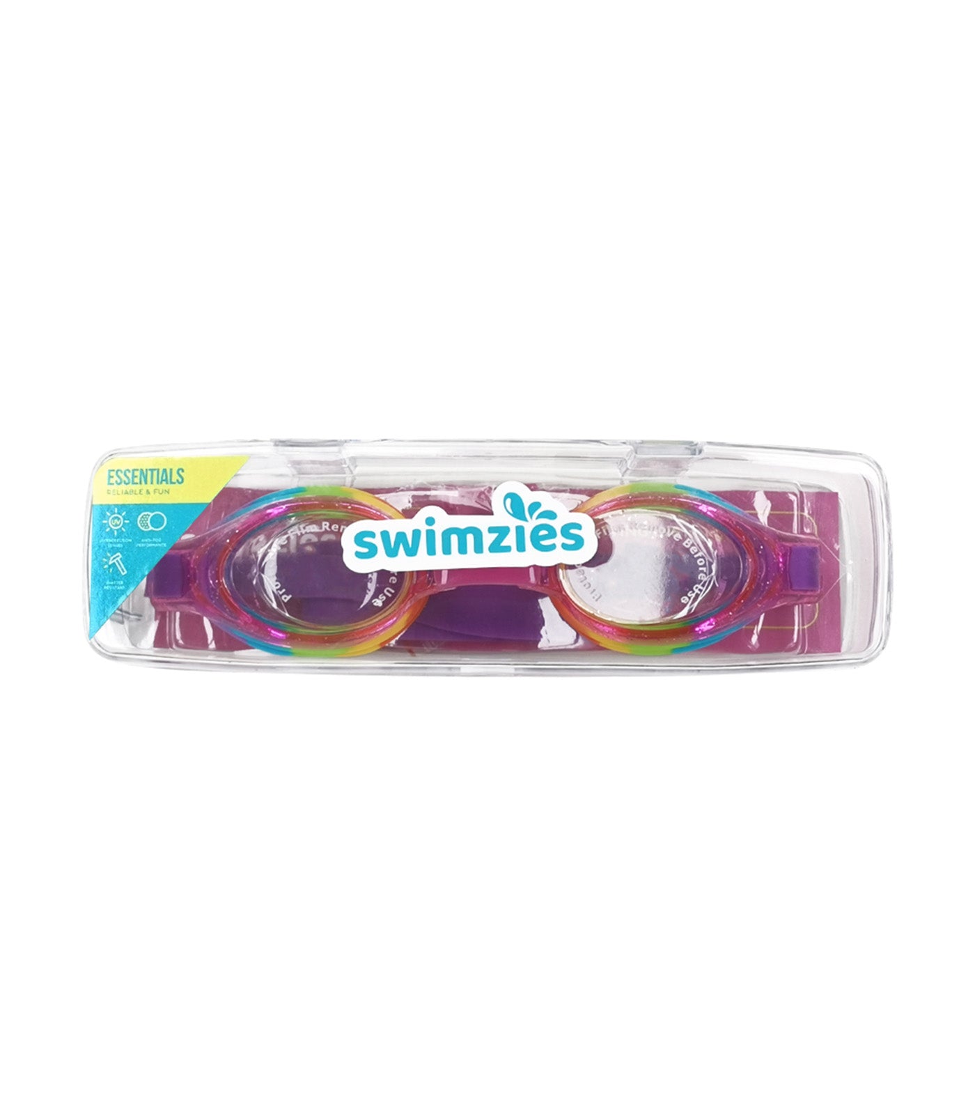 Kids Essentials Swimming Goggles Rainbow Clear