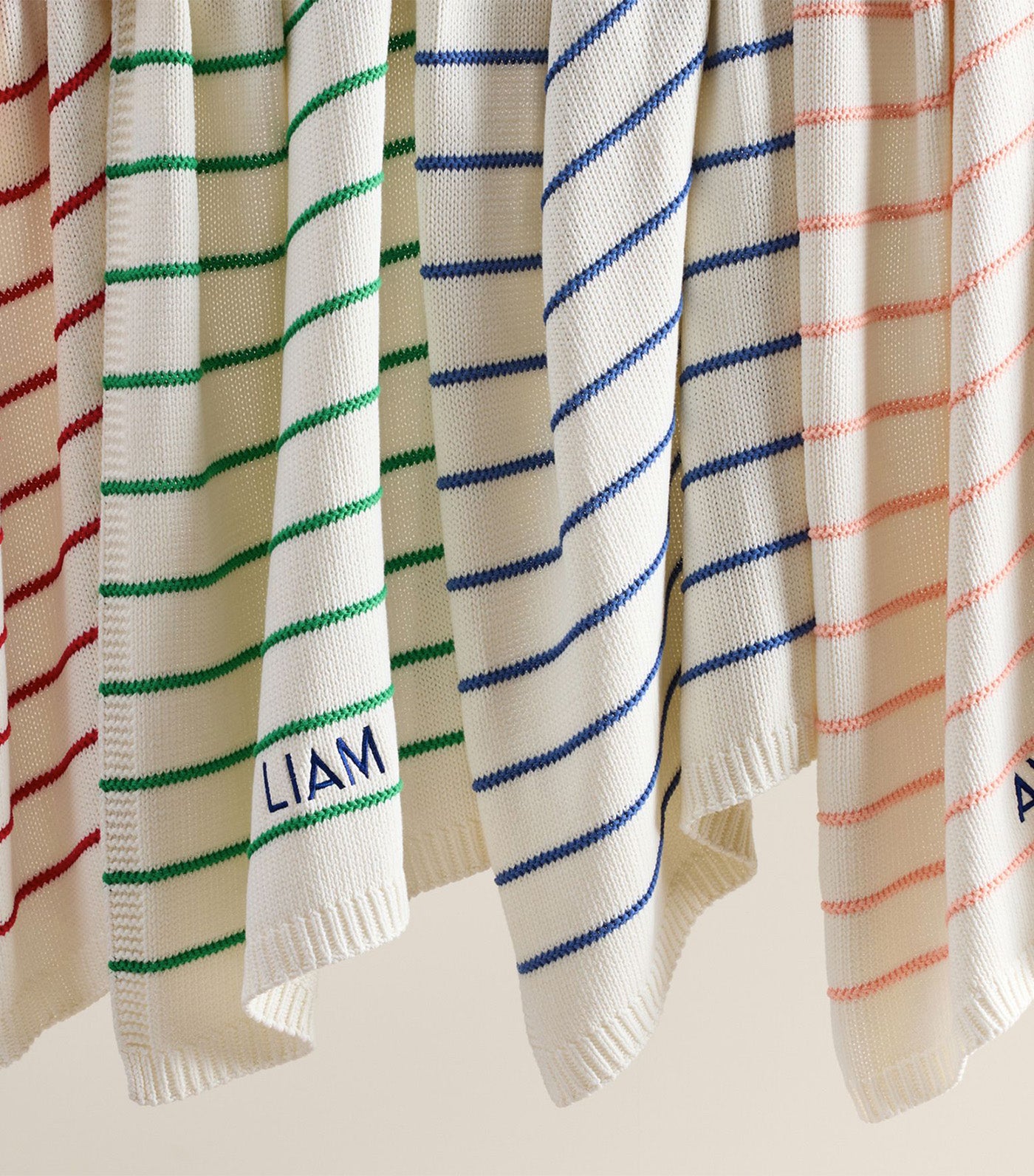 Breton Stripe Baby Blanket Green