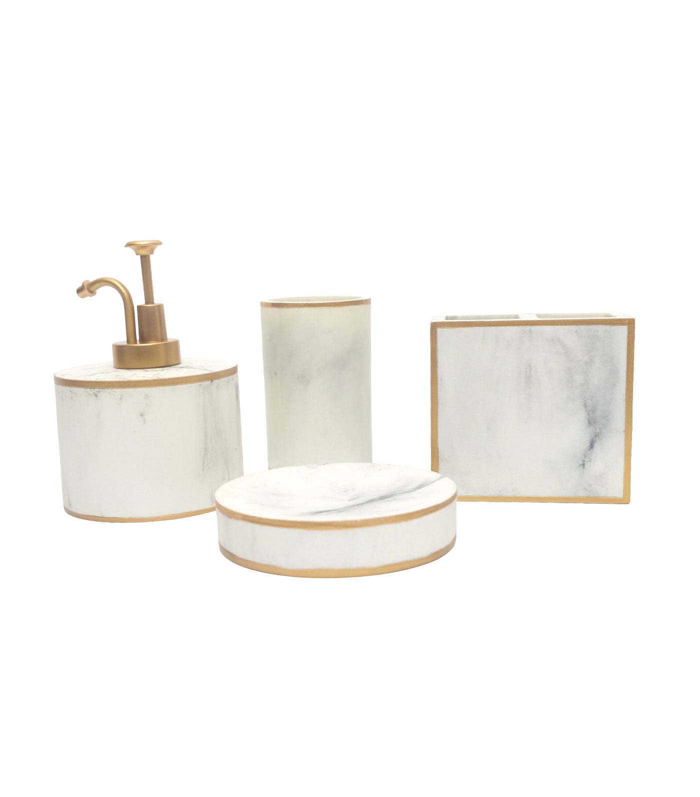 Bath Accessory 4-Piece Set Marble