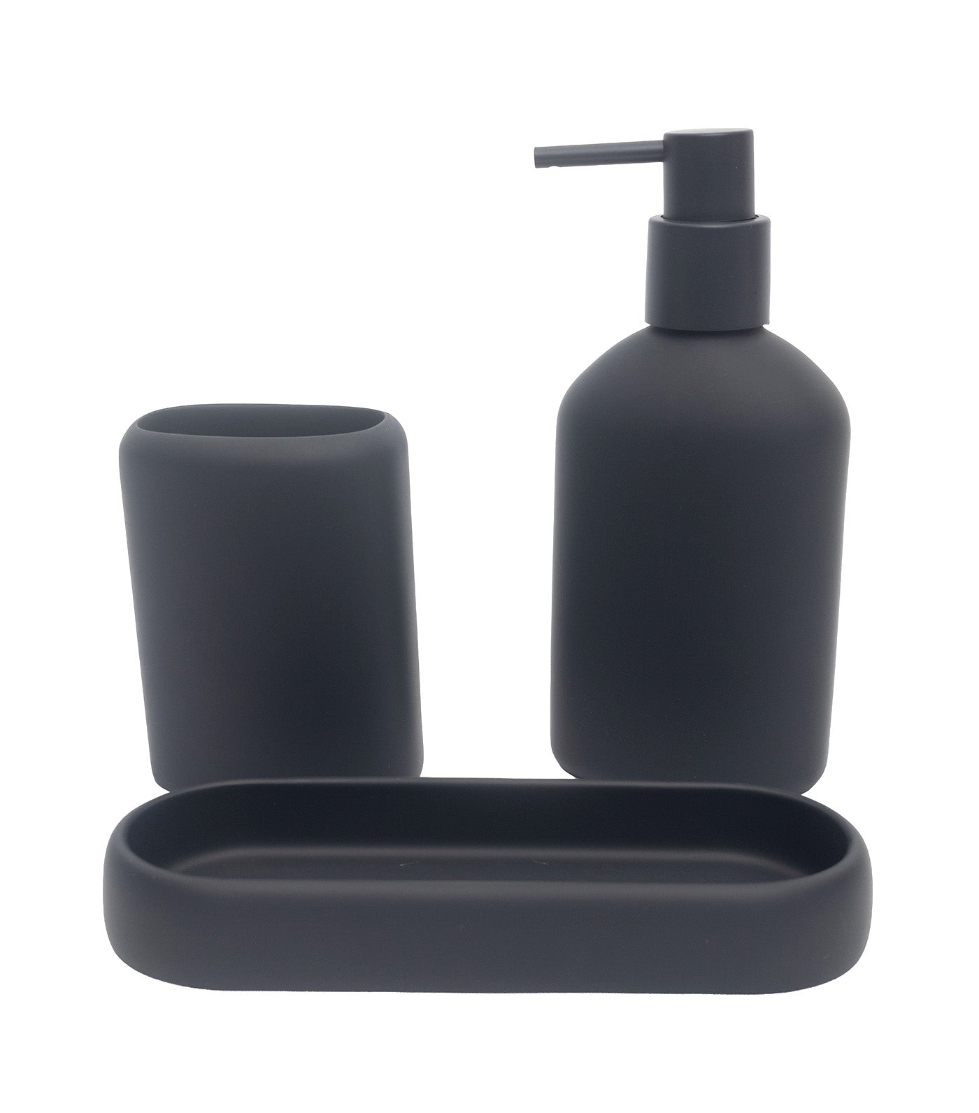 Bath Accessory 3-Piece Set Light Black