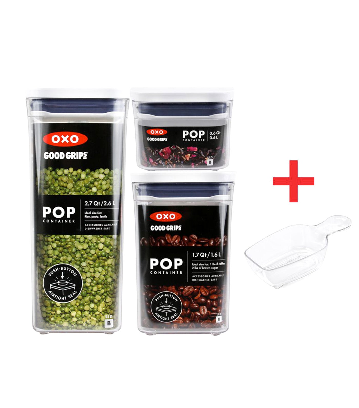 3 Pc. Pop Container Rectangle Set with Scoop White