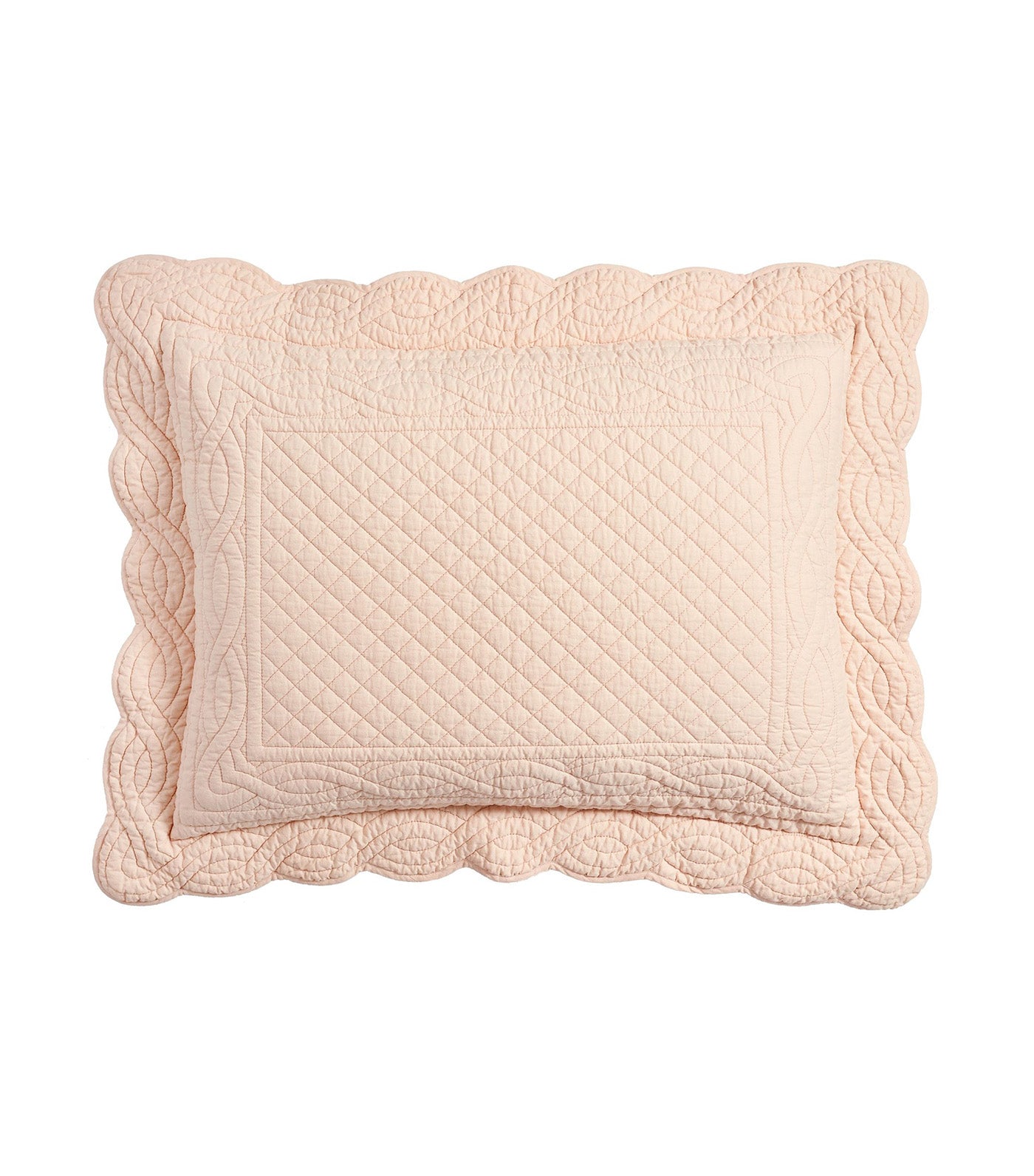 Heirloom Scallop Quilted Sham Blush