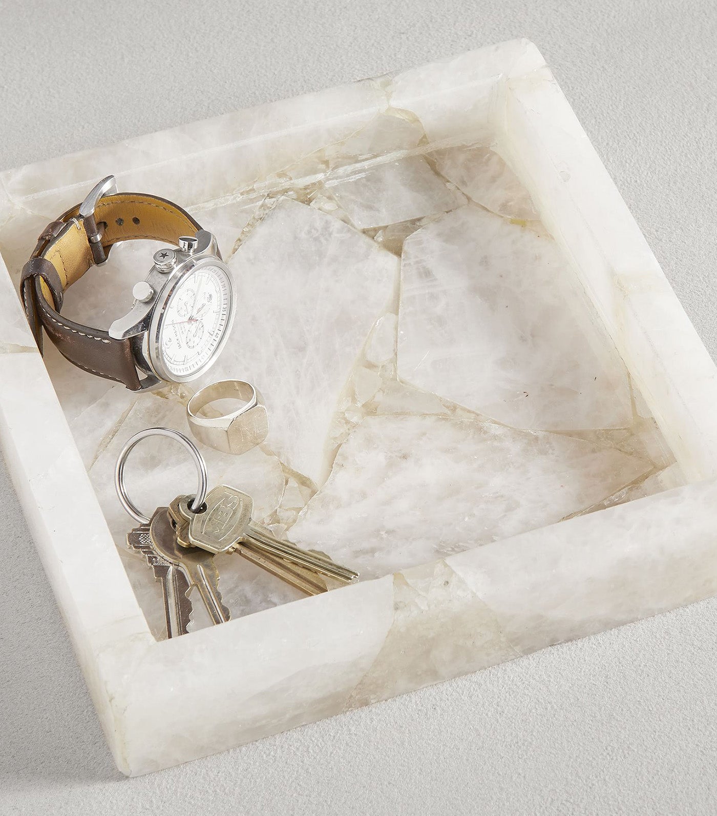 Square Quartz Stone Catchall Natural