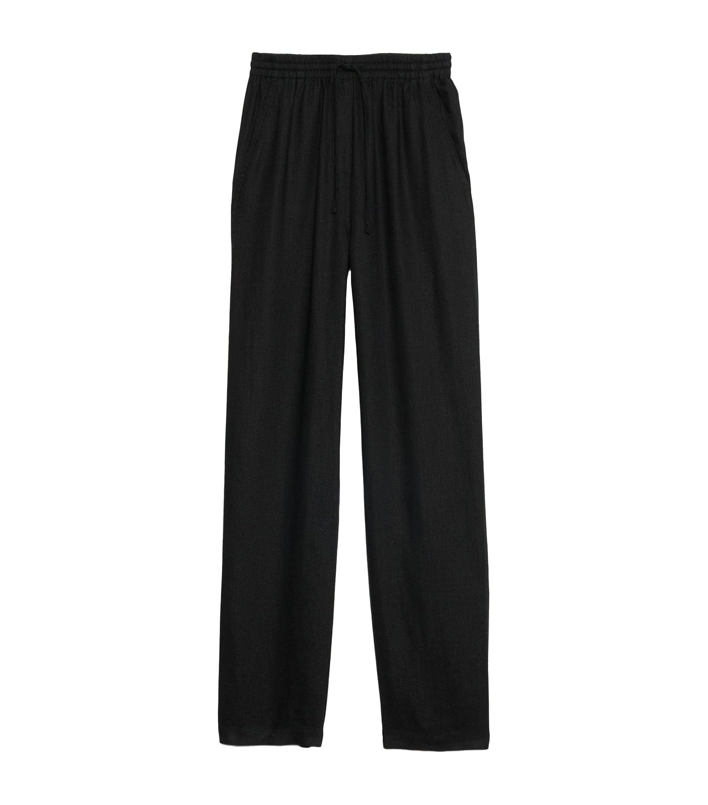 Linen Pull-On Ankle Pant Black