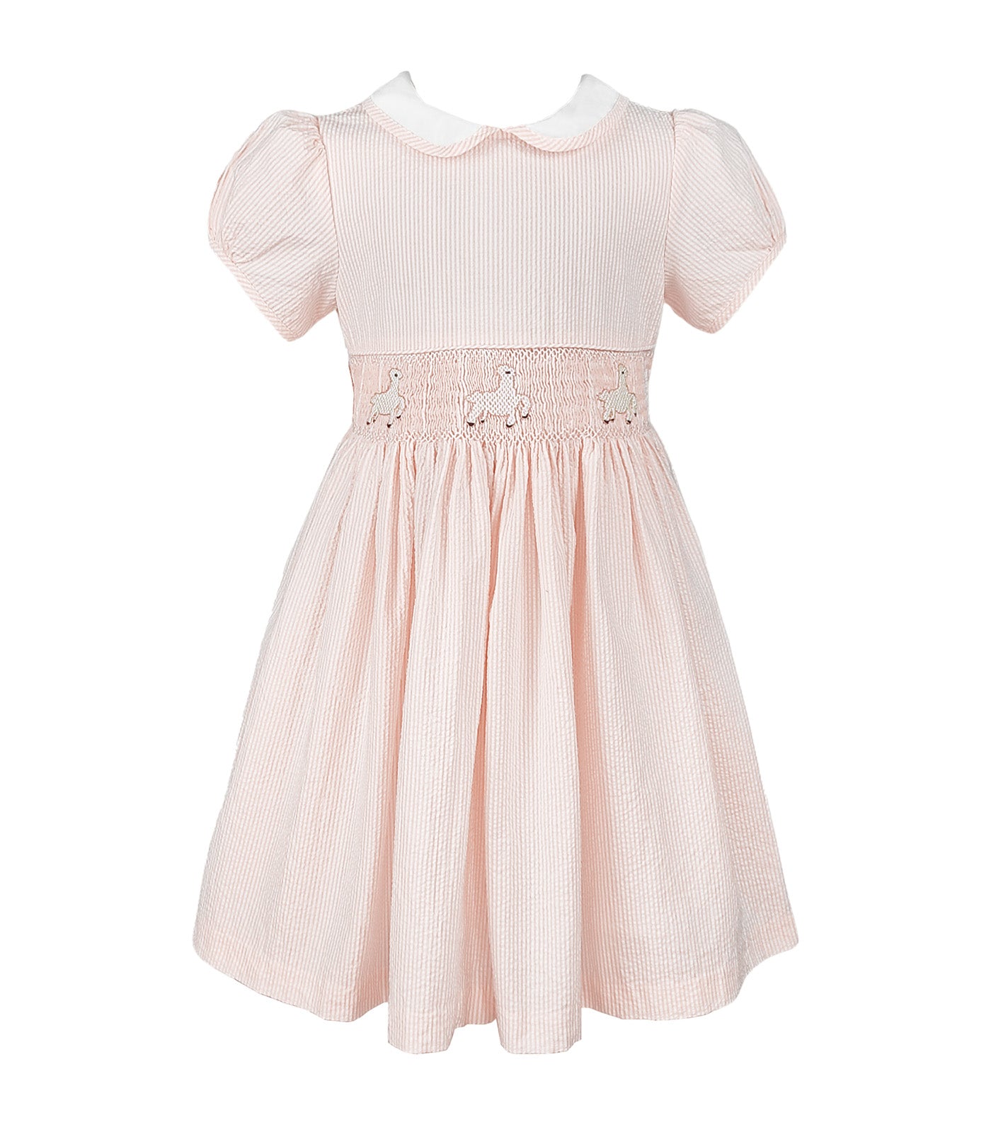 Jaylyn Girls Printed Smocked Dress Pink