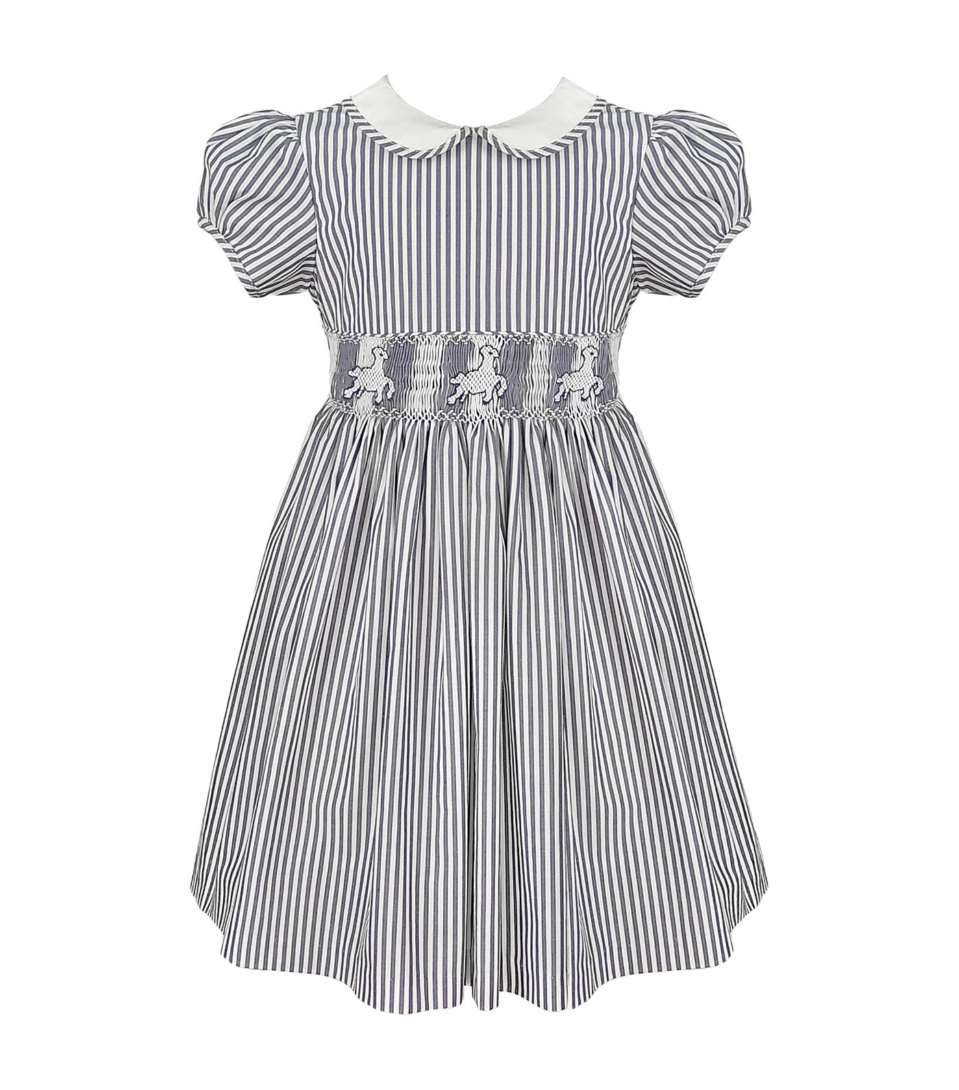 Jaylyn Girls Printed Smocked Dress Gray